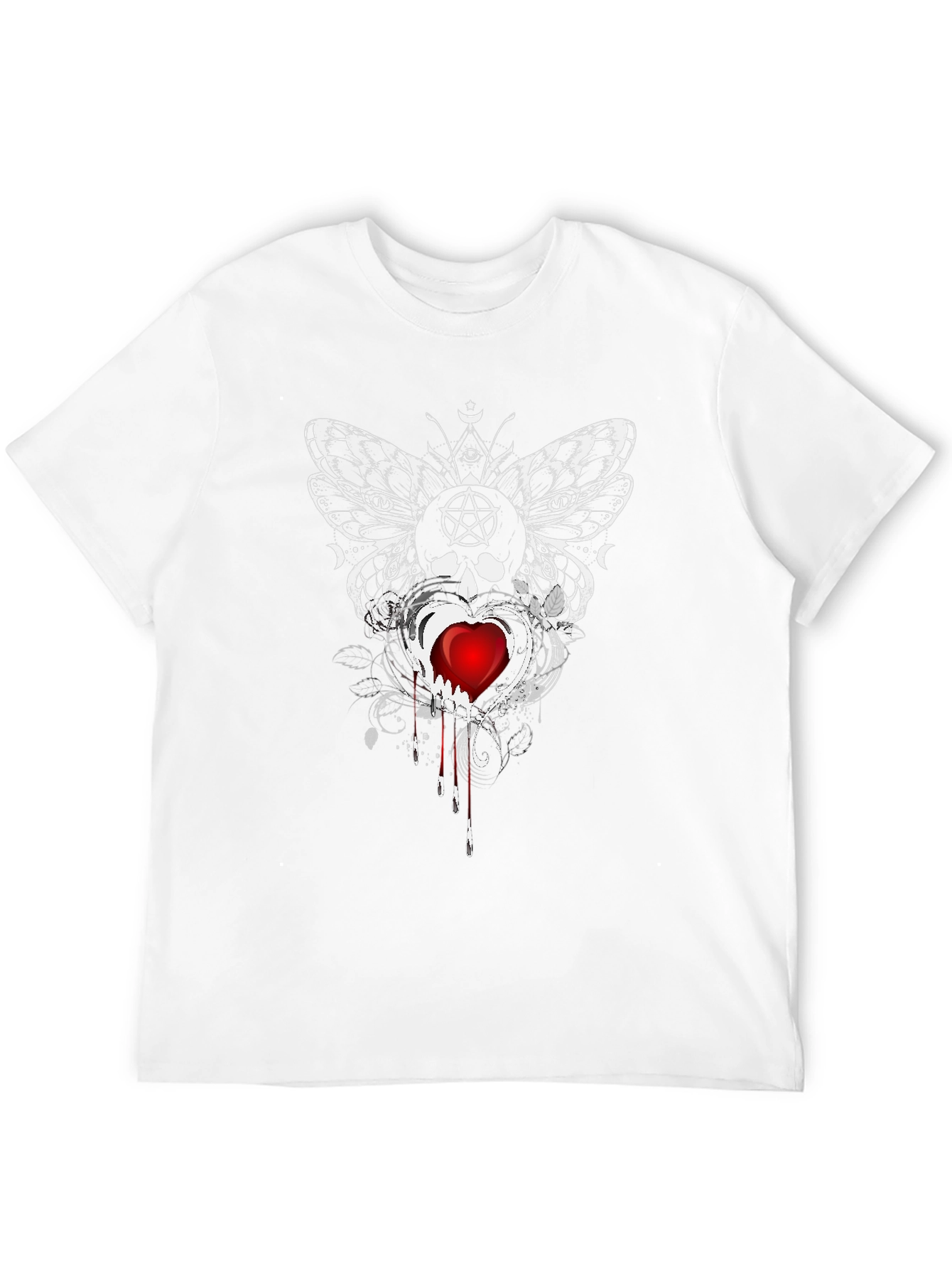 Gothic Butterfly Skull Heart Tee