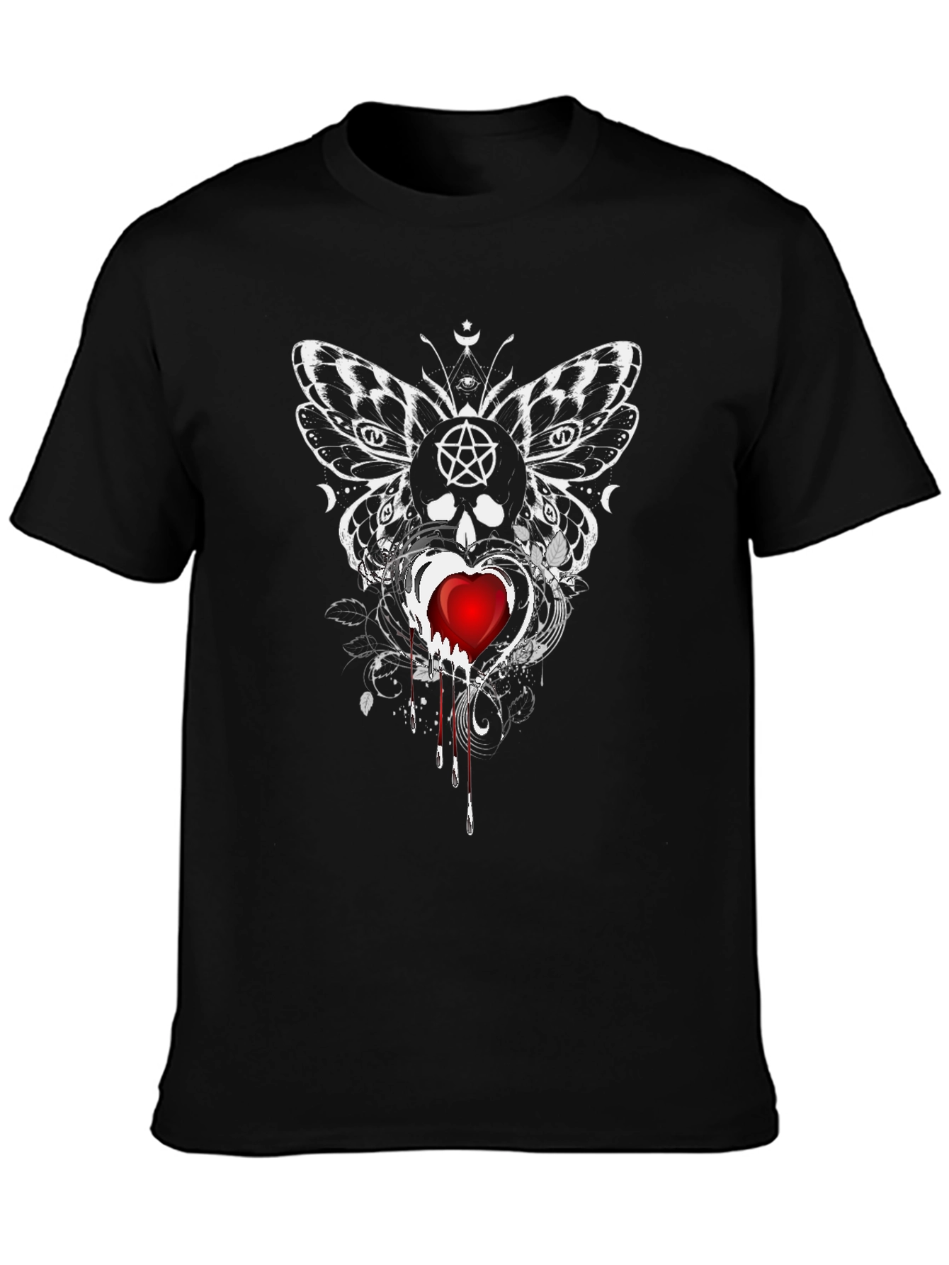 Gothic Butterfly Skull Heart Tee