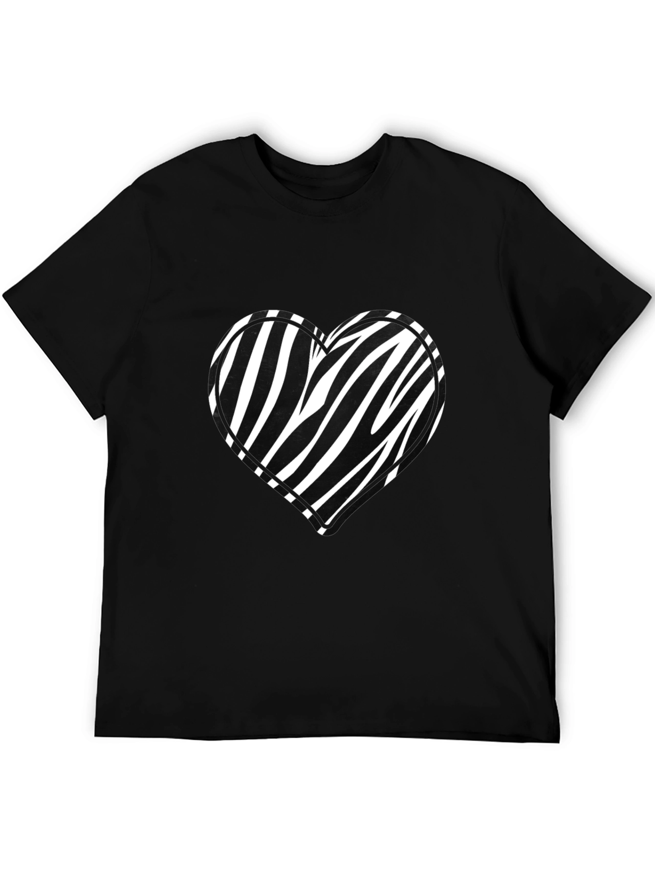 Zebra Heart Graphic Black Tee