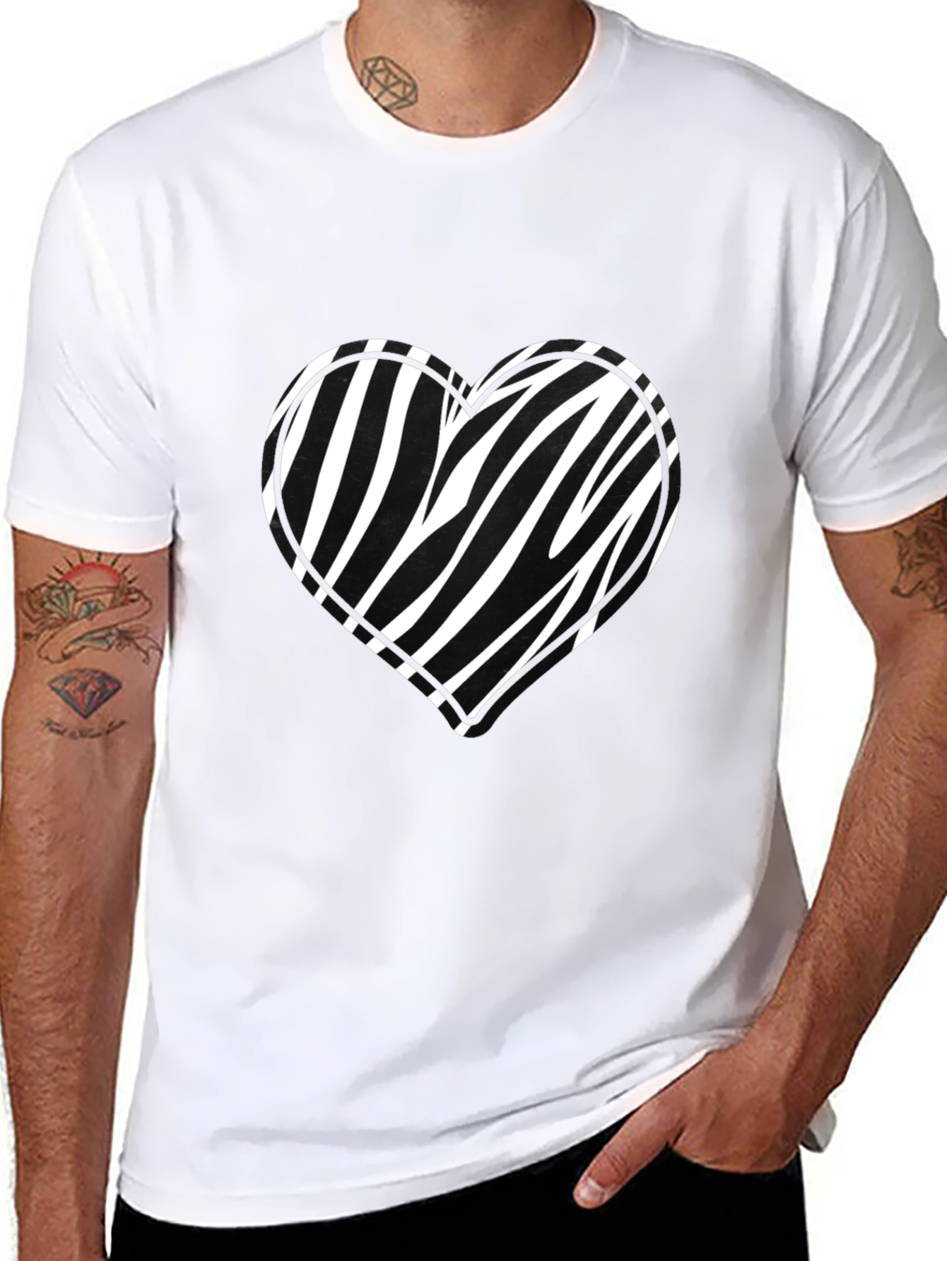 Zebra Heart Graphic Black Tee
