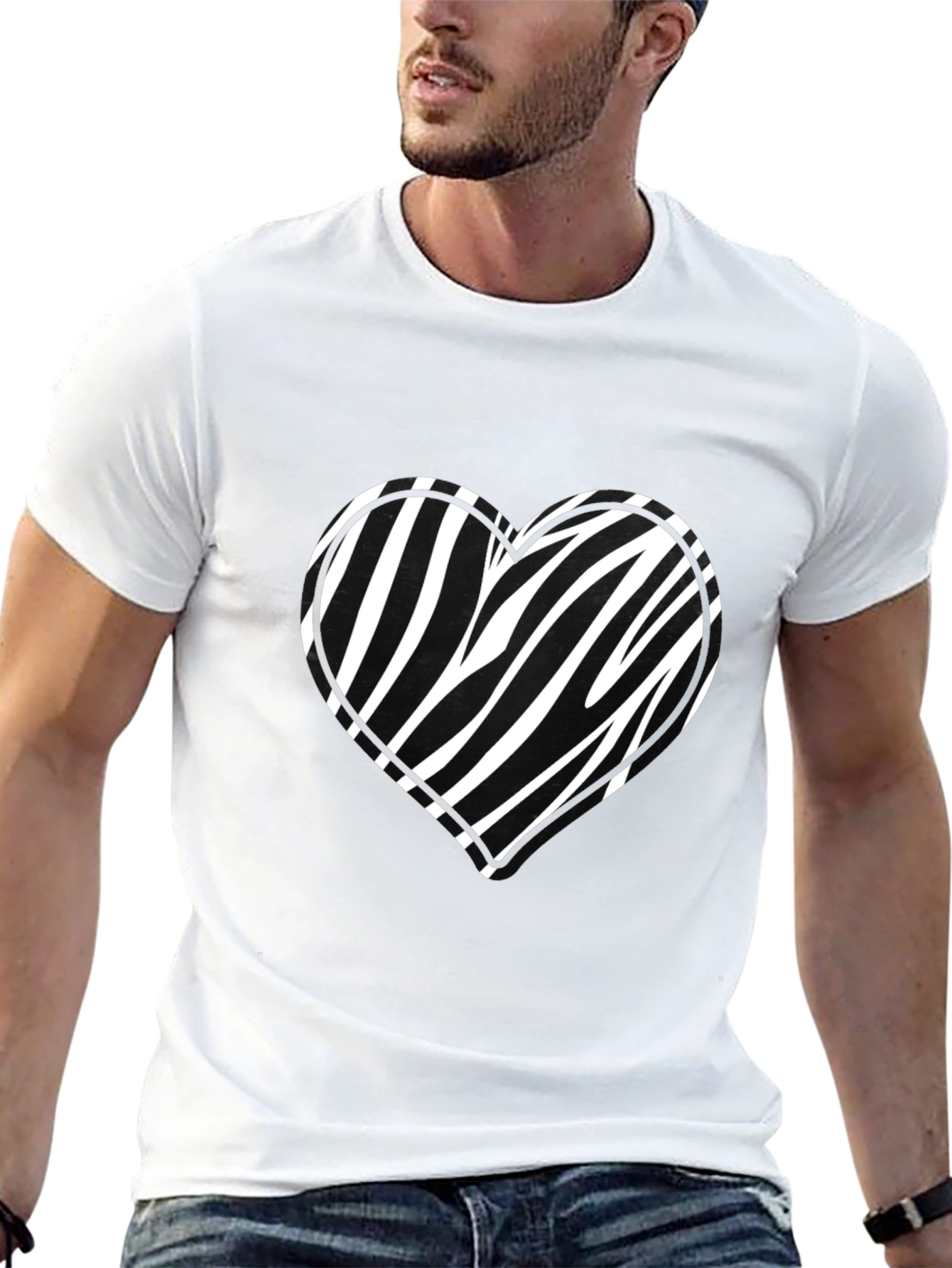 Zebra Heart Graphic Black Tee