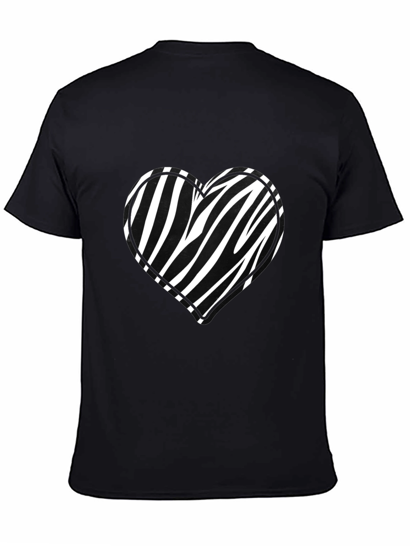 Zebra Heart Graphic Black Tee