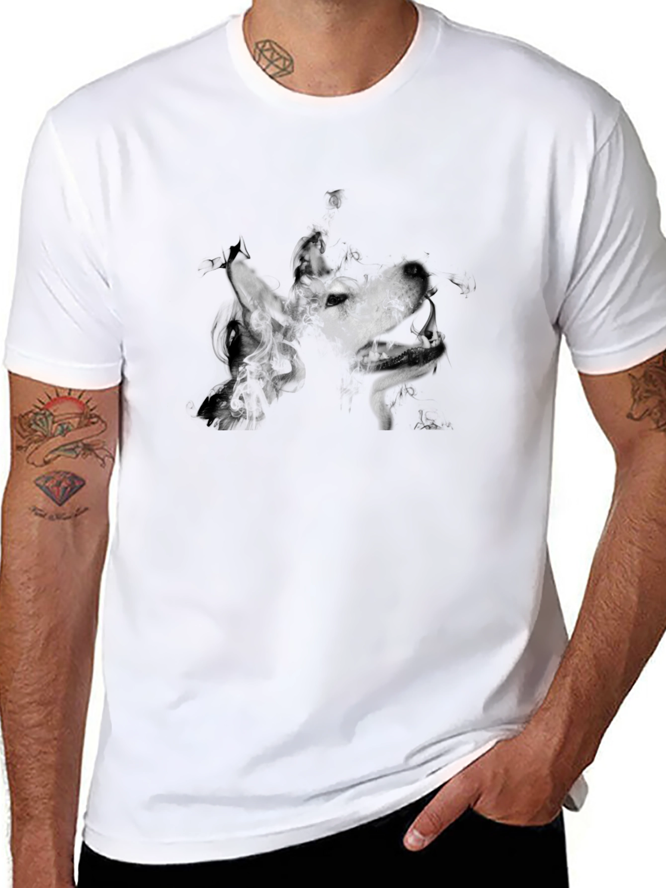 Wolf Art Graphic Black T-Shirt - Mens Fashion