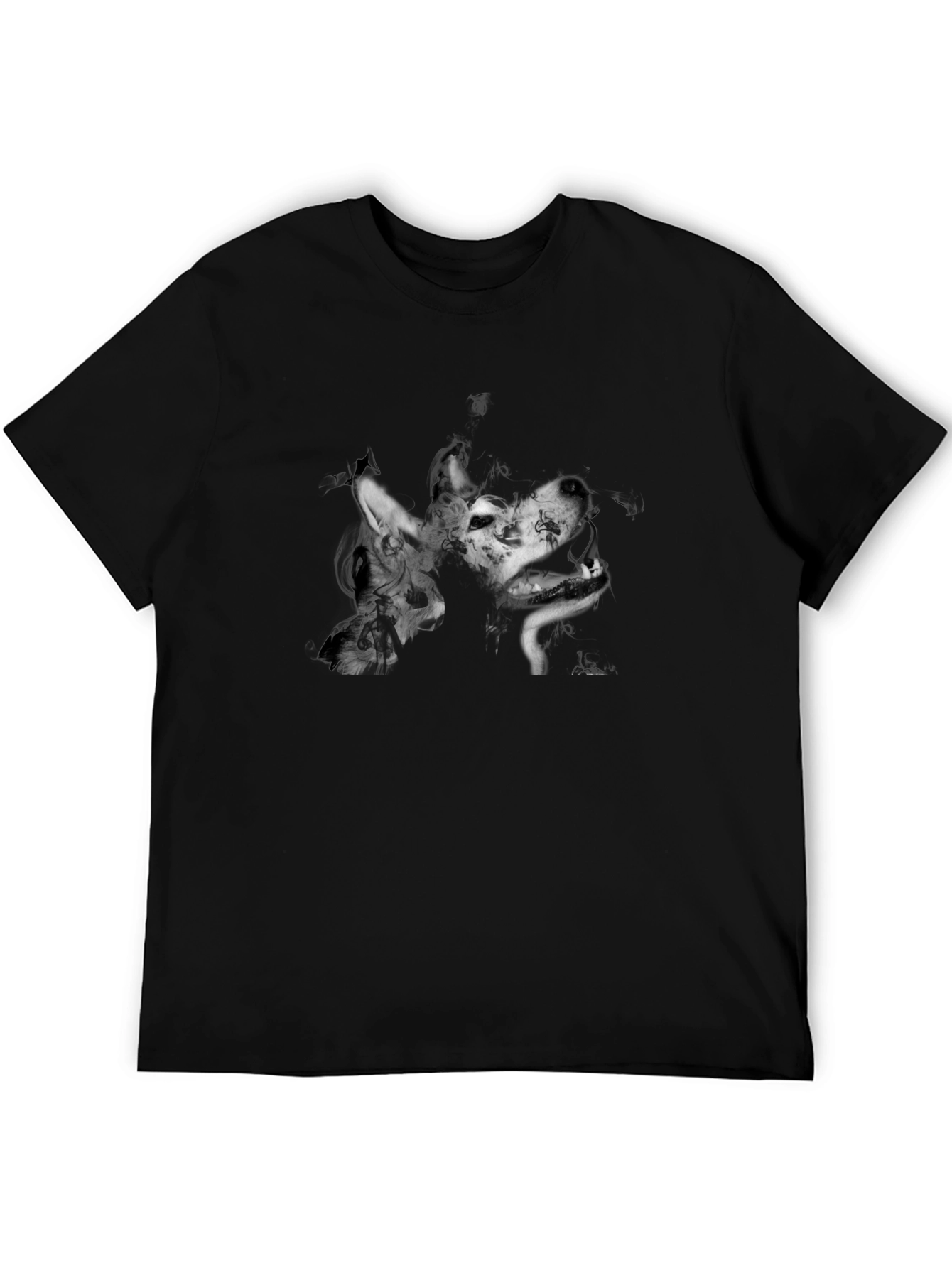 Wolf Art Graphic Black T-Shirt - Mens Fashion