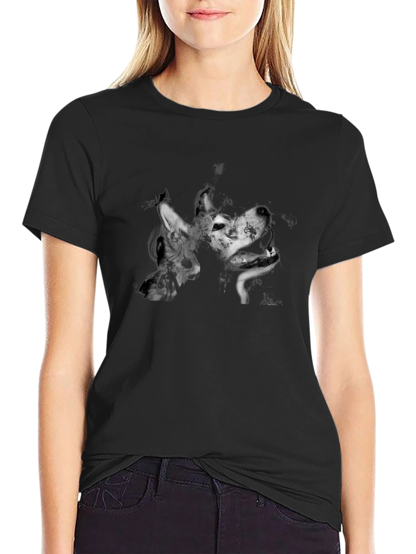 Wolf Art Graphic Black T-Shirt - Mens Fashion