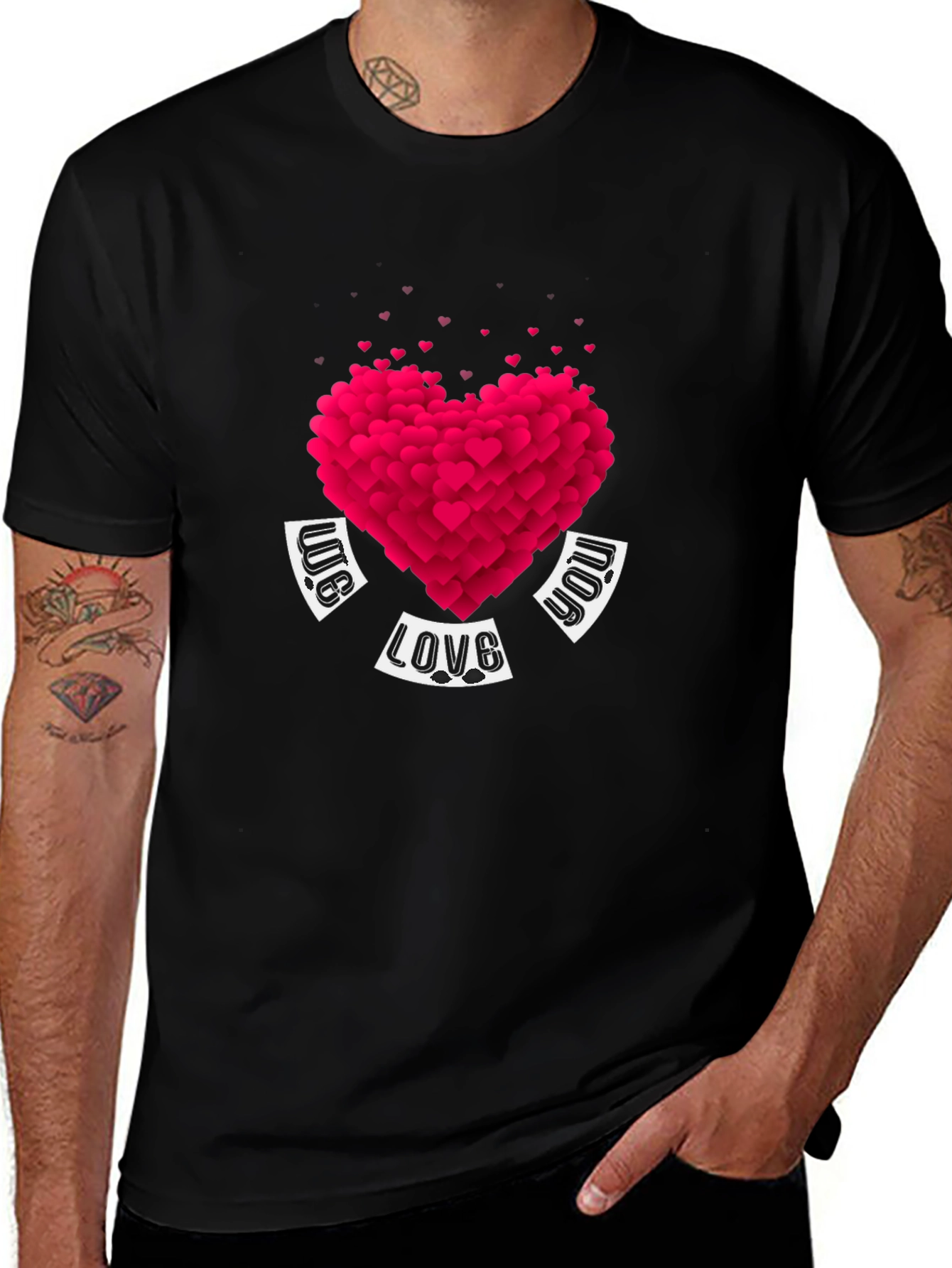 Heart Love Graphic Black T-Shirt