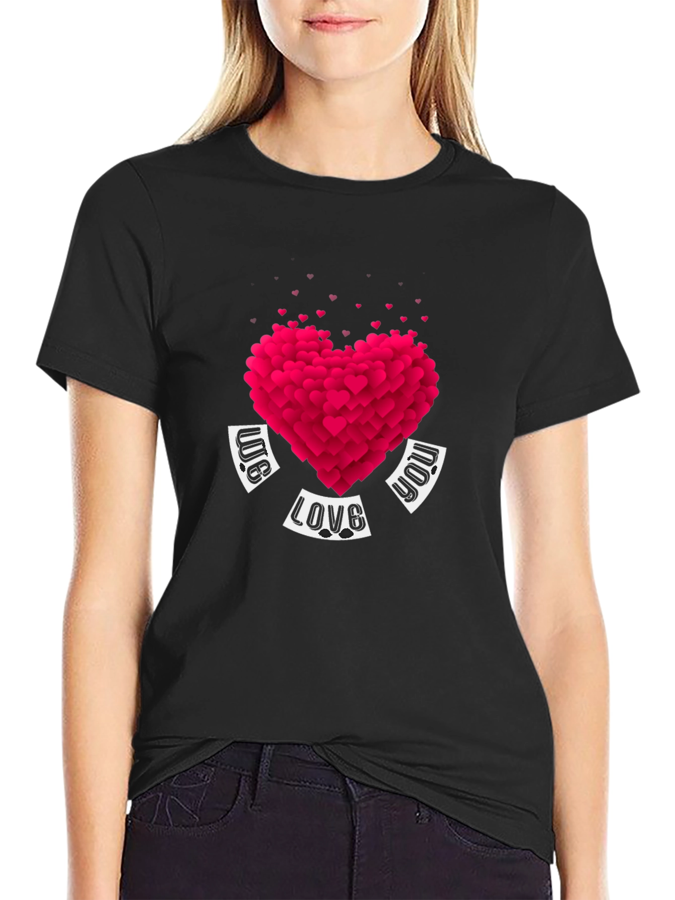 Heart Love Graphic Black T-Shirt