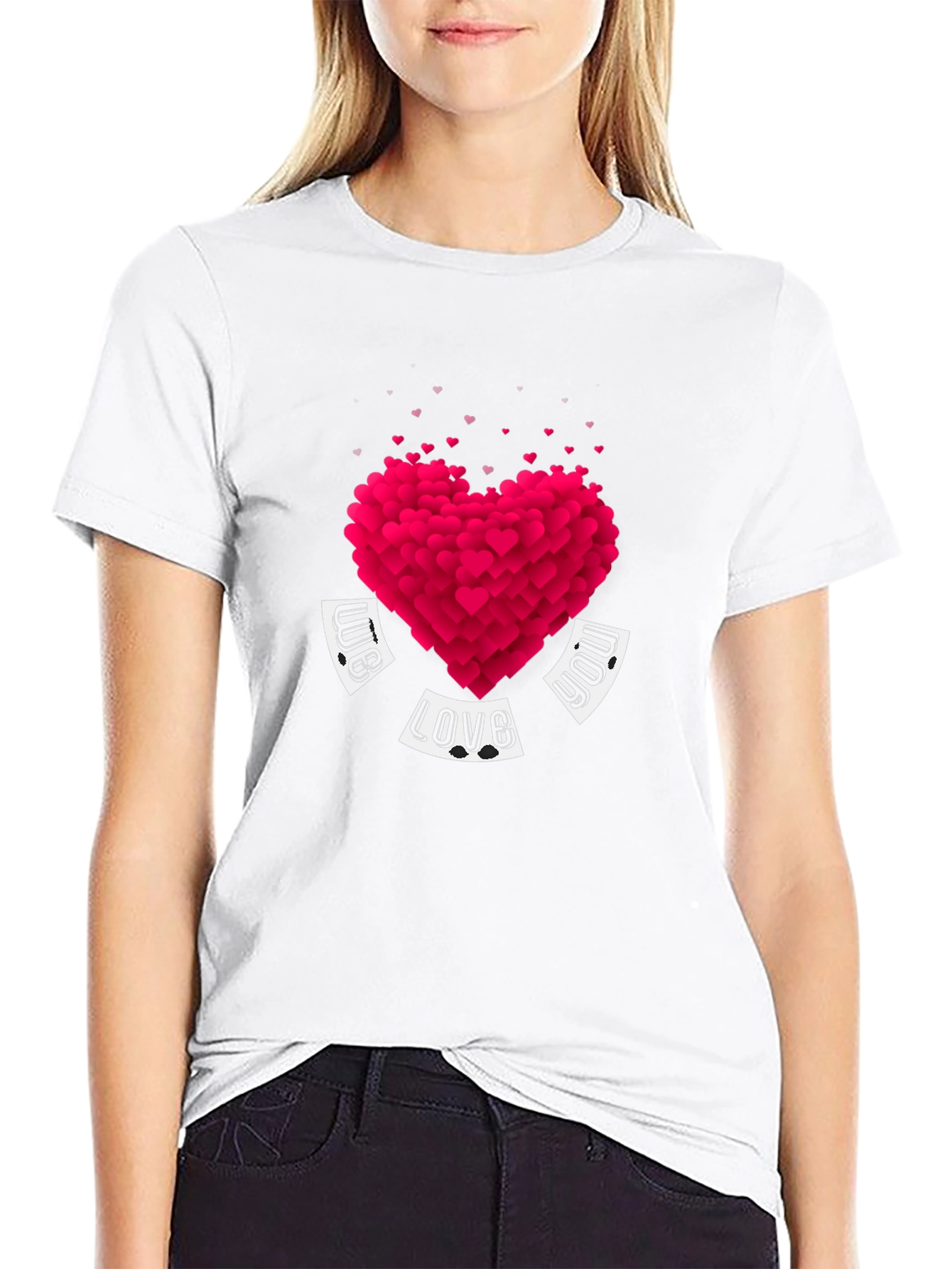 Heart Love Graphic Black T-Shirt