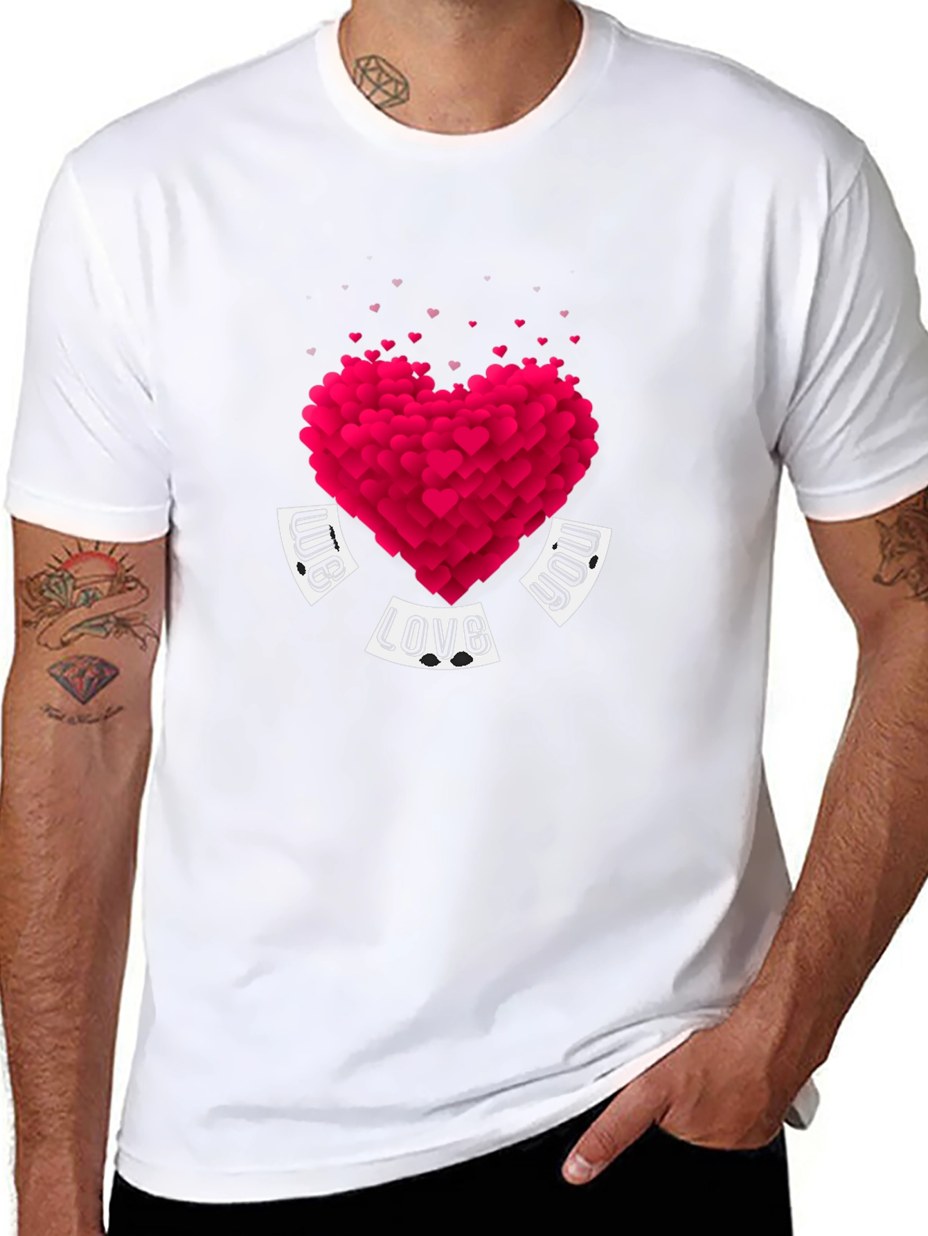 Heart Love Graphic Black T-Shirt