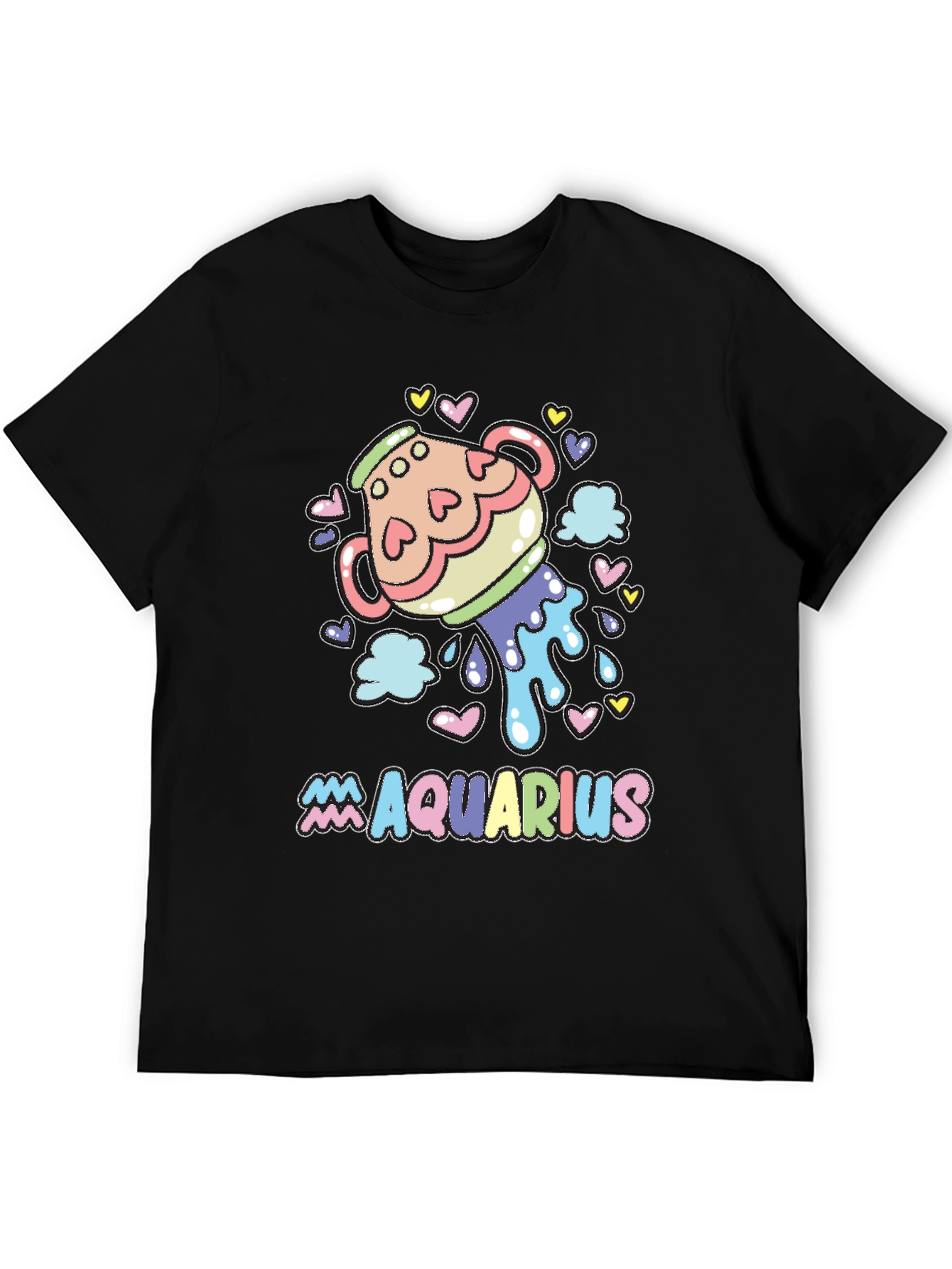 Aquarius Zodiac Sign Black Graphic Tee