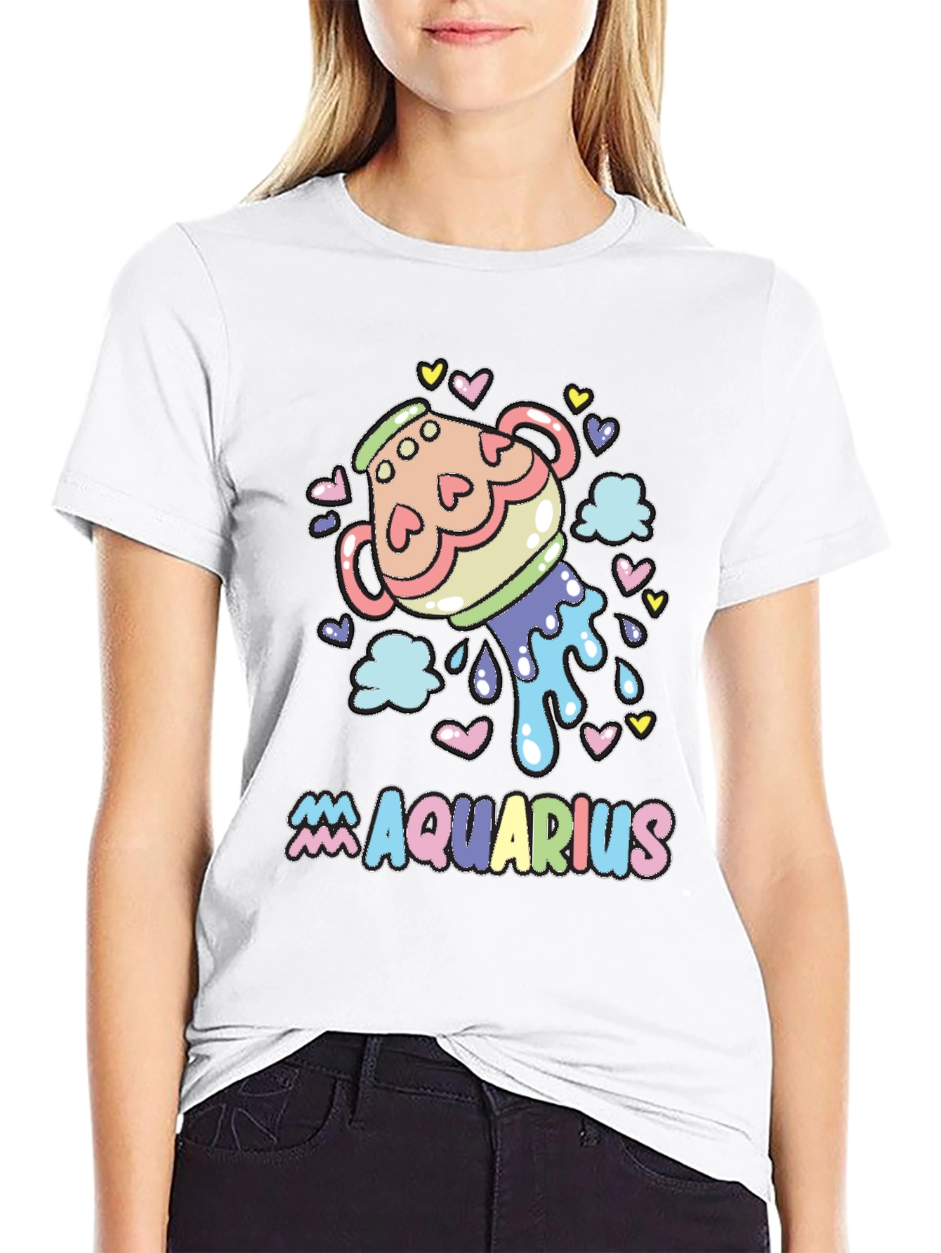 Aquarius Zodiac Sign Black Graphic Tee