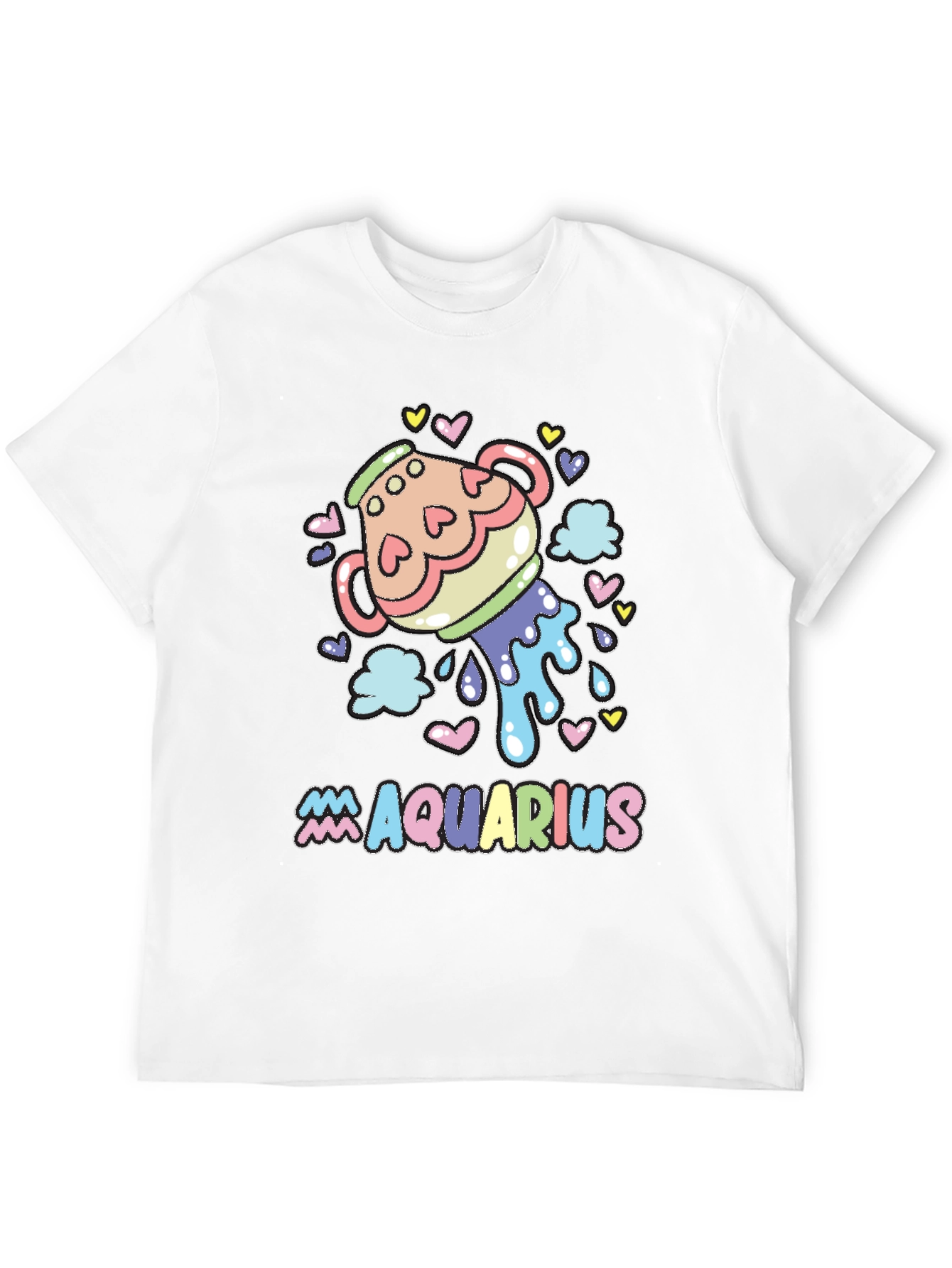 Aquarius Zodiac Sign Black Graphic Tee