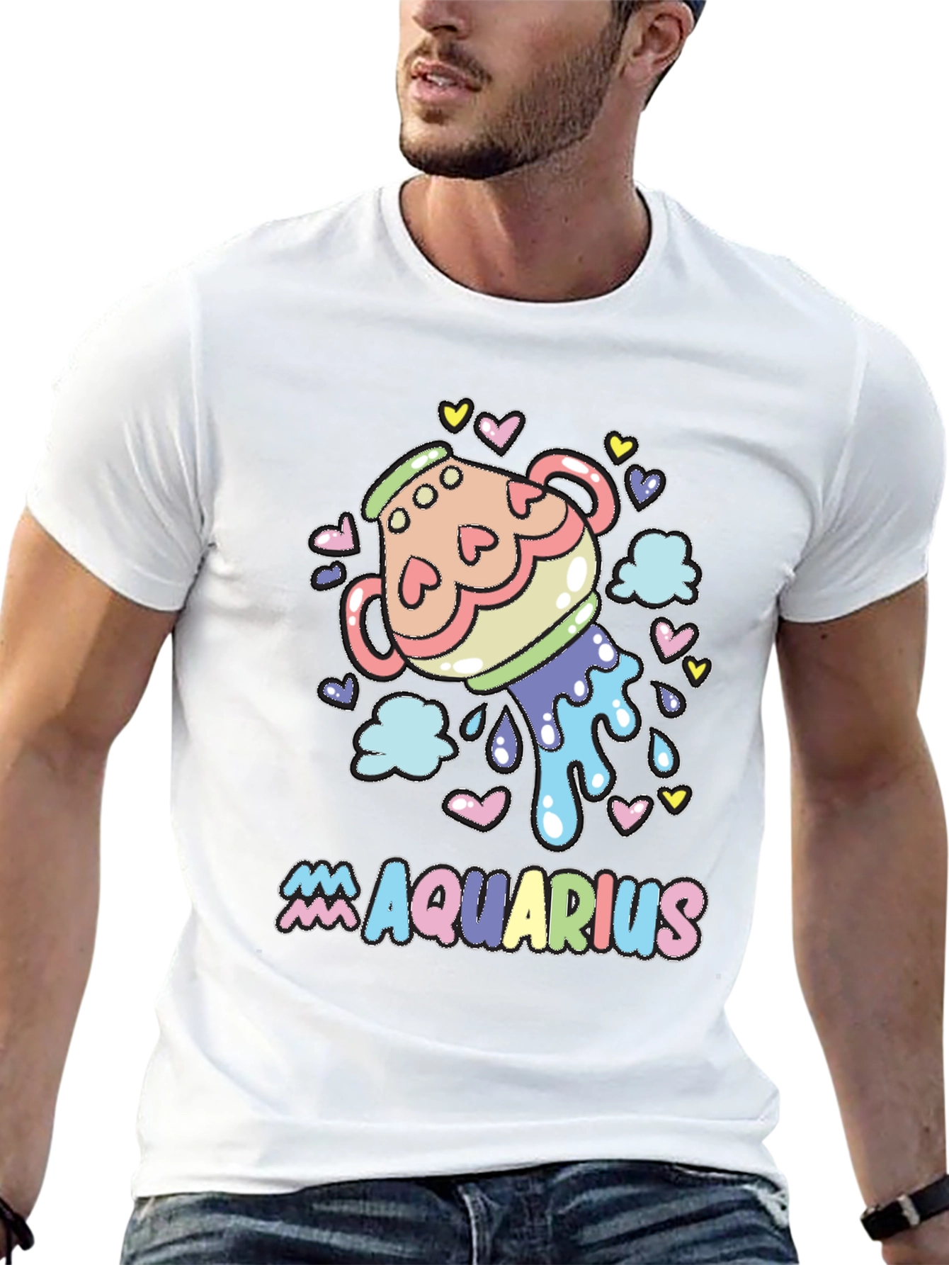 Aquarius Zodiac Sign Black Graphic Tee