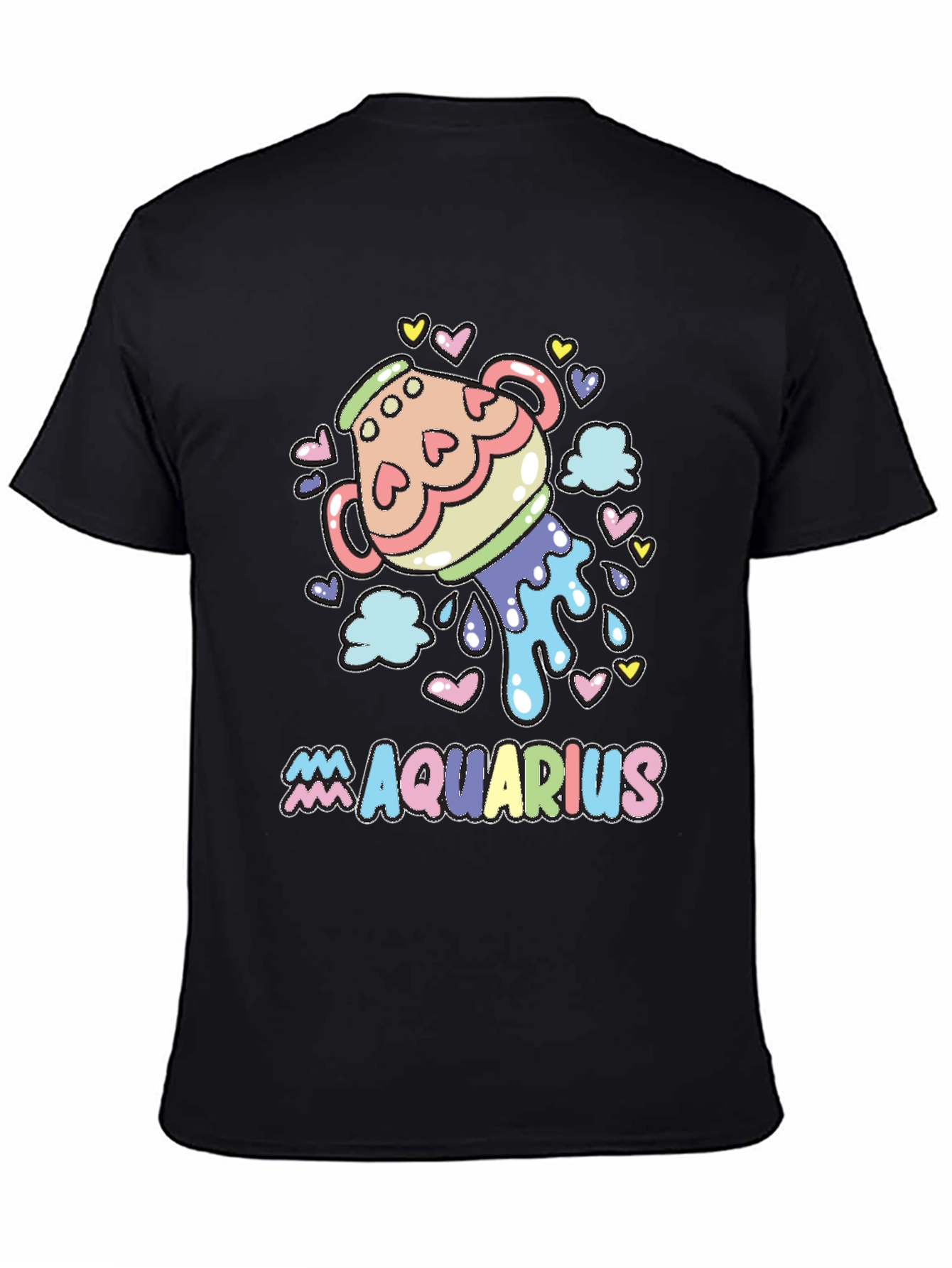 Aquarius Zodiac Sign Black Graphic Tee