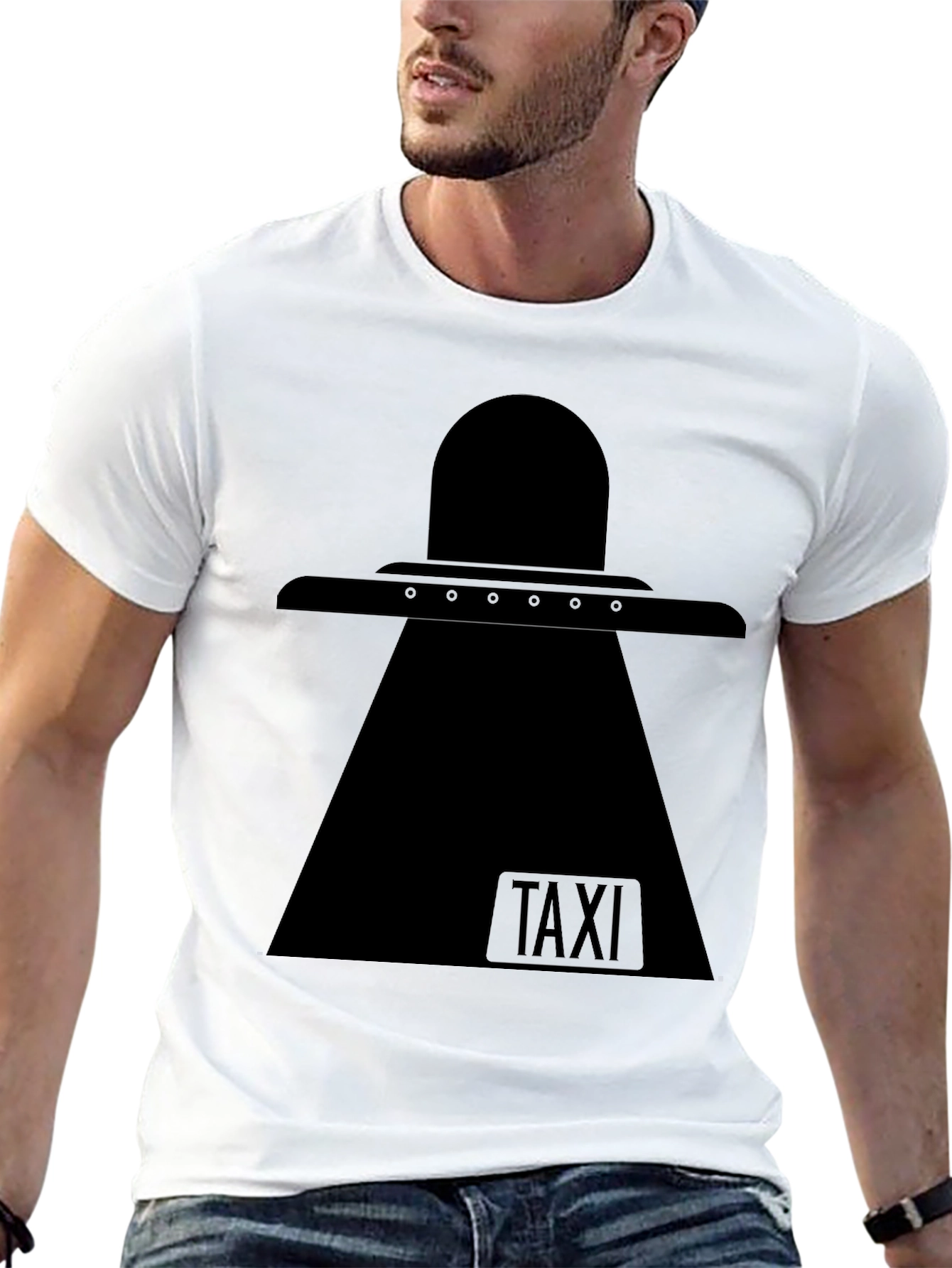 UFO Taxi Black T-Shirt - Extraterrestrial Humor Tee