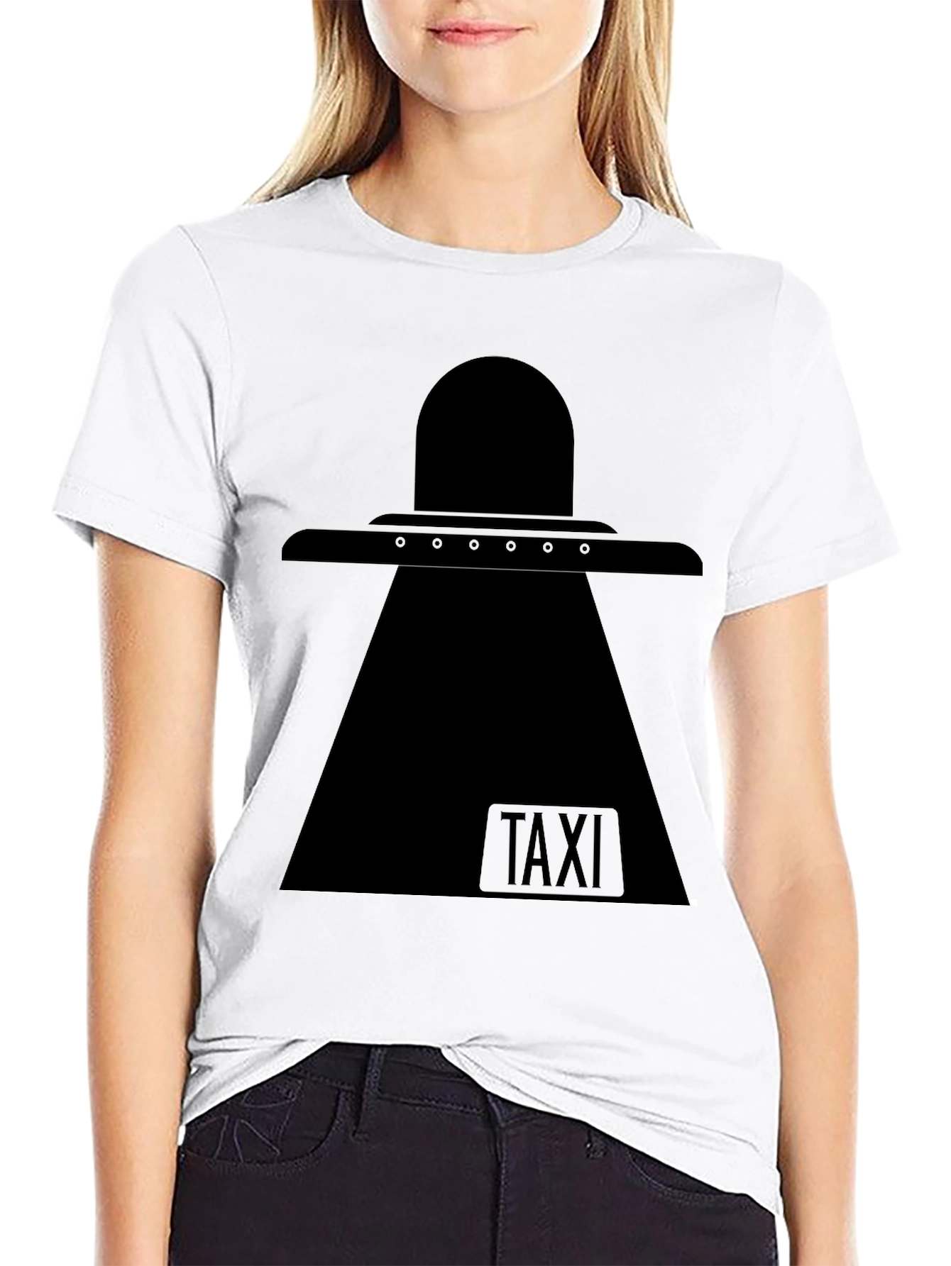 UFO Taxi Black T-Shirt - Extraterrestrial Humor Tee