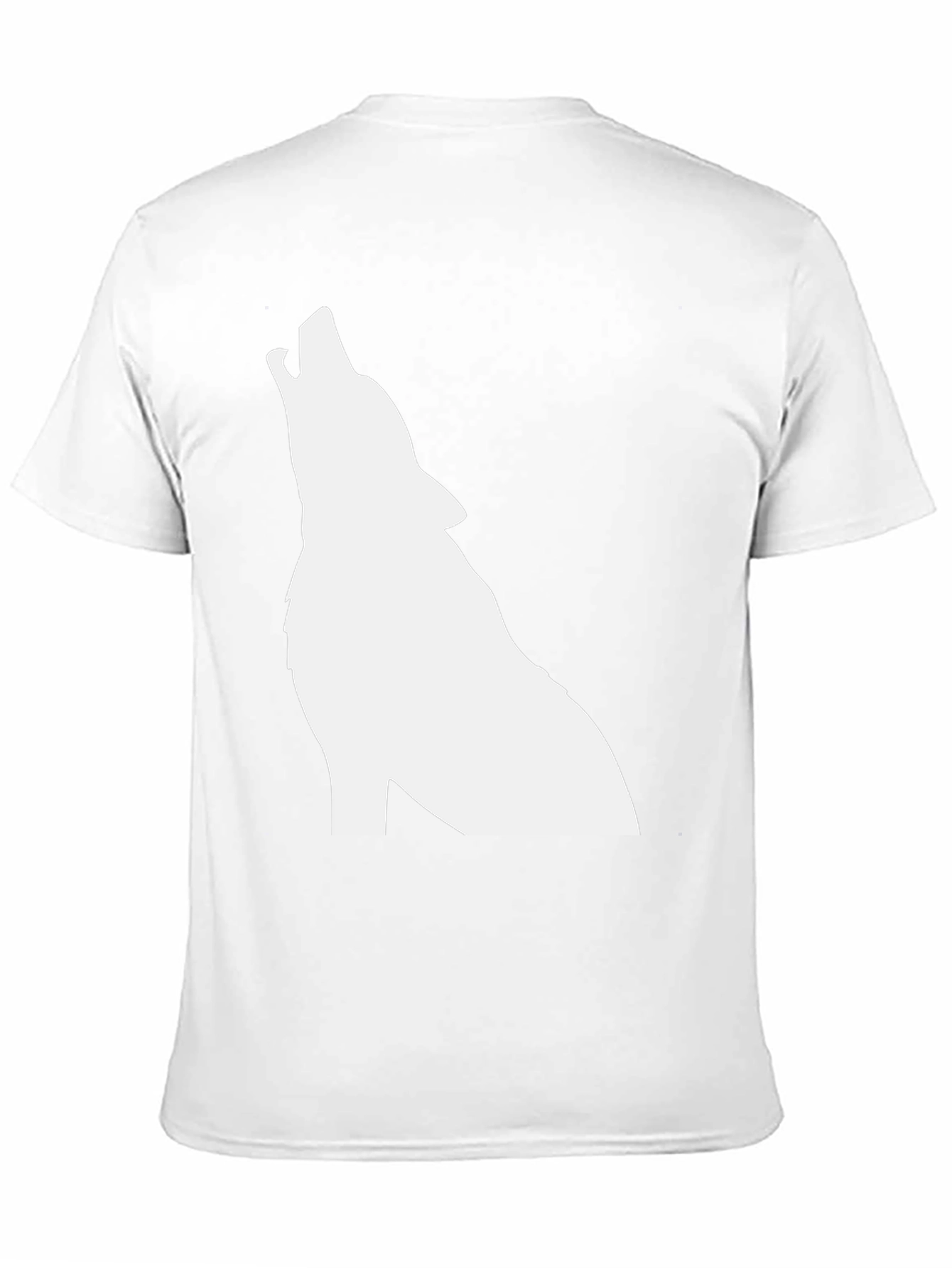 Black T-Shirt with White Wolf Silhouette Graphic