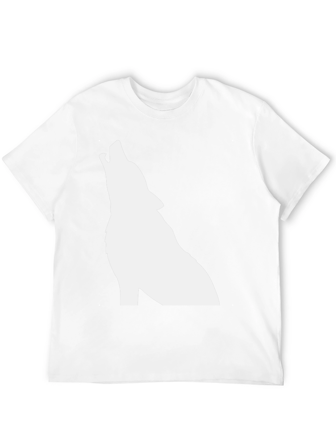 Black T-Shirt with White Wolf Silhouette Graphic