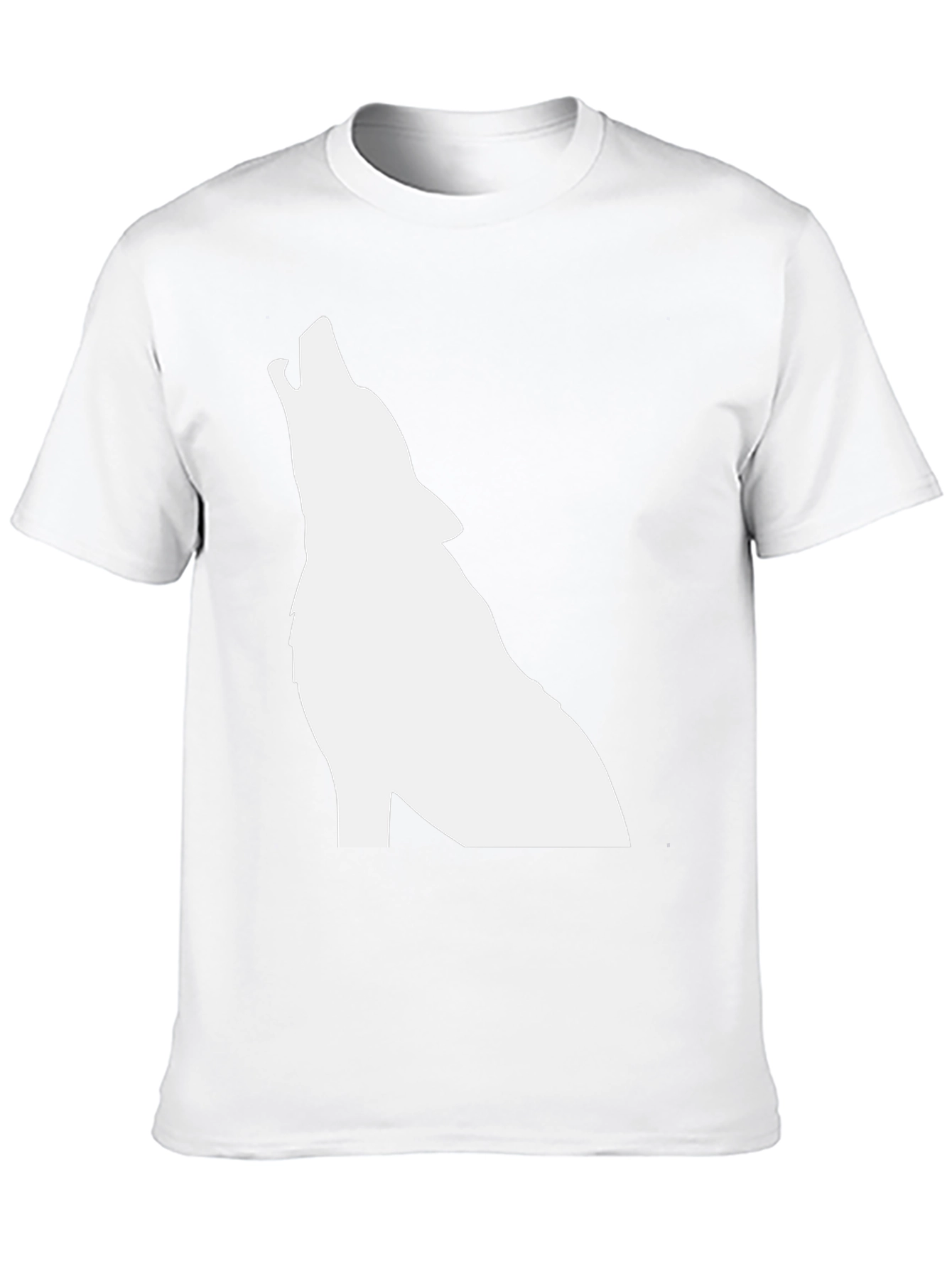 Black T-Shirt with White Wolf Silhouette Graphic