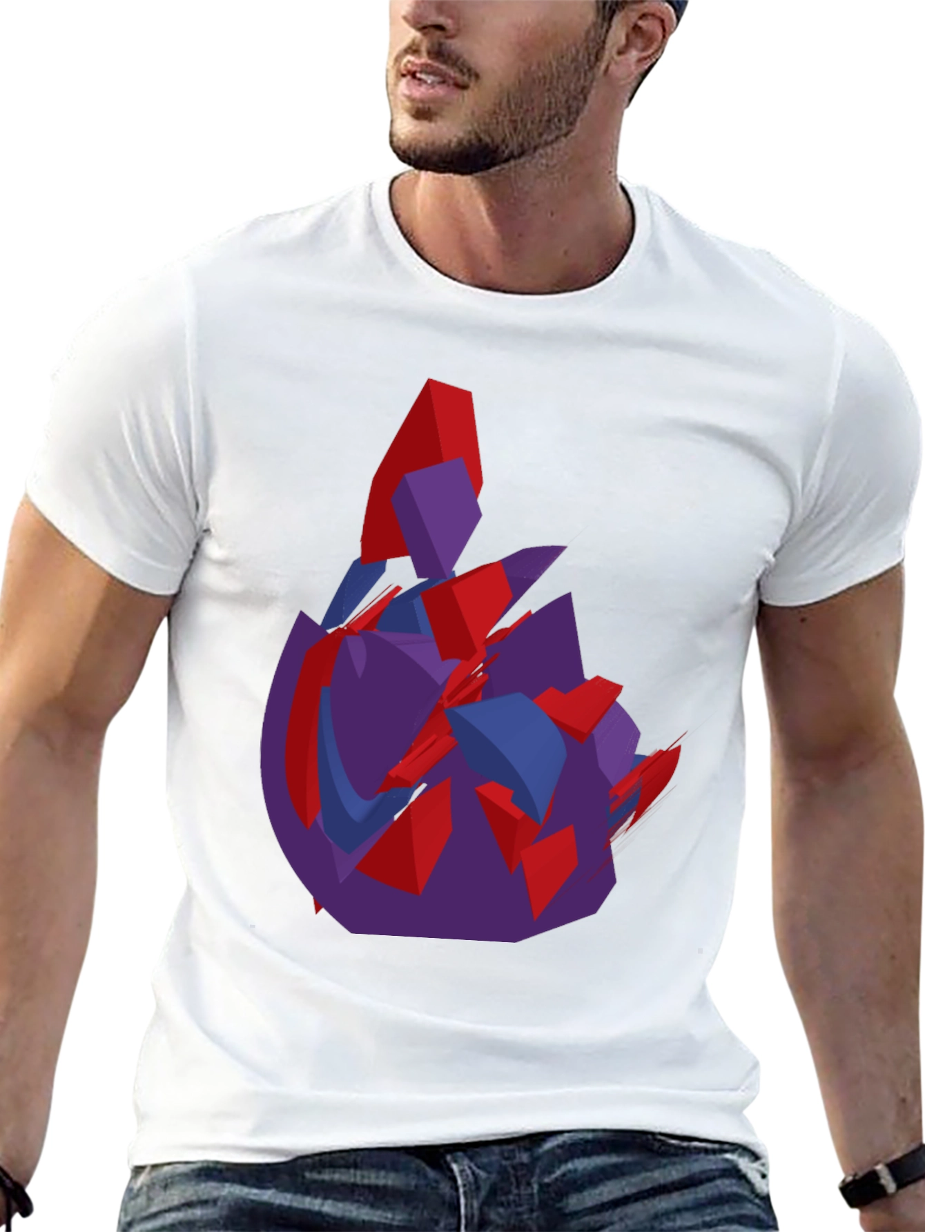 Abstract Graphic Print Black Crew Neck T-Shirt