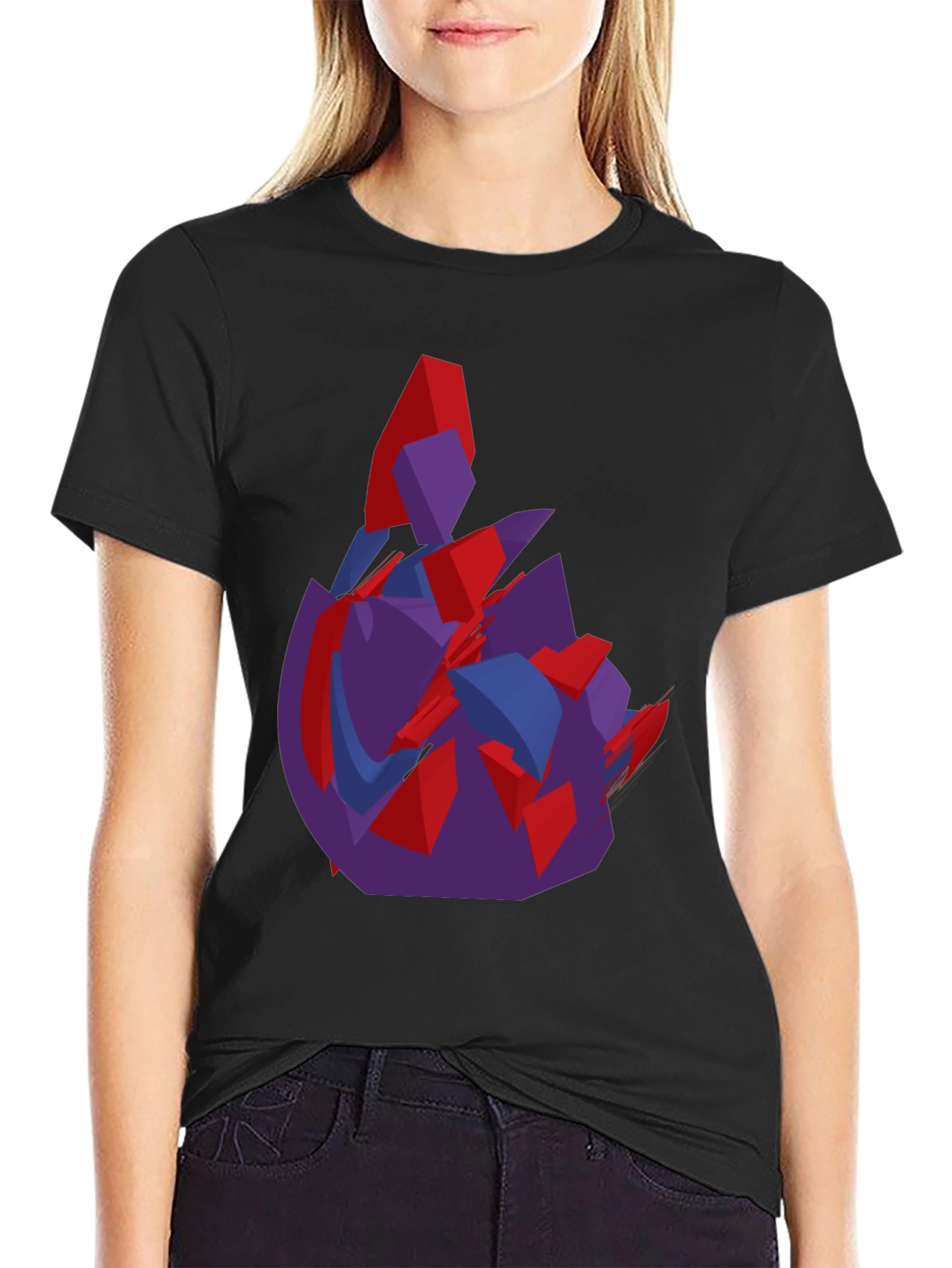Abstract Graphic Print Black Crew Neck T-Shirt