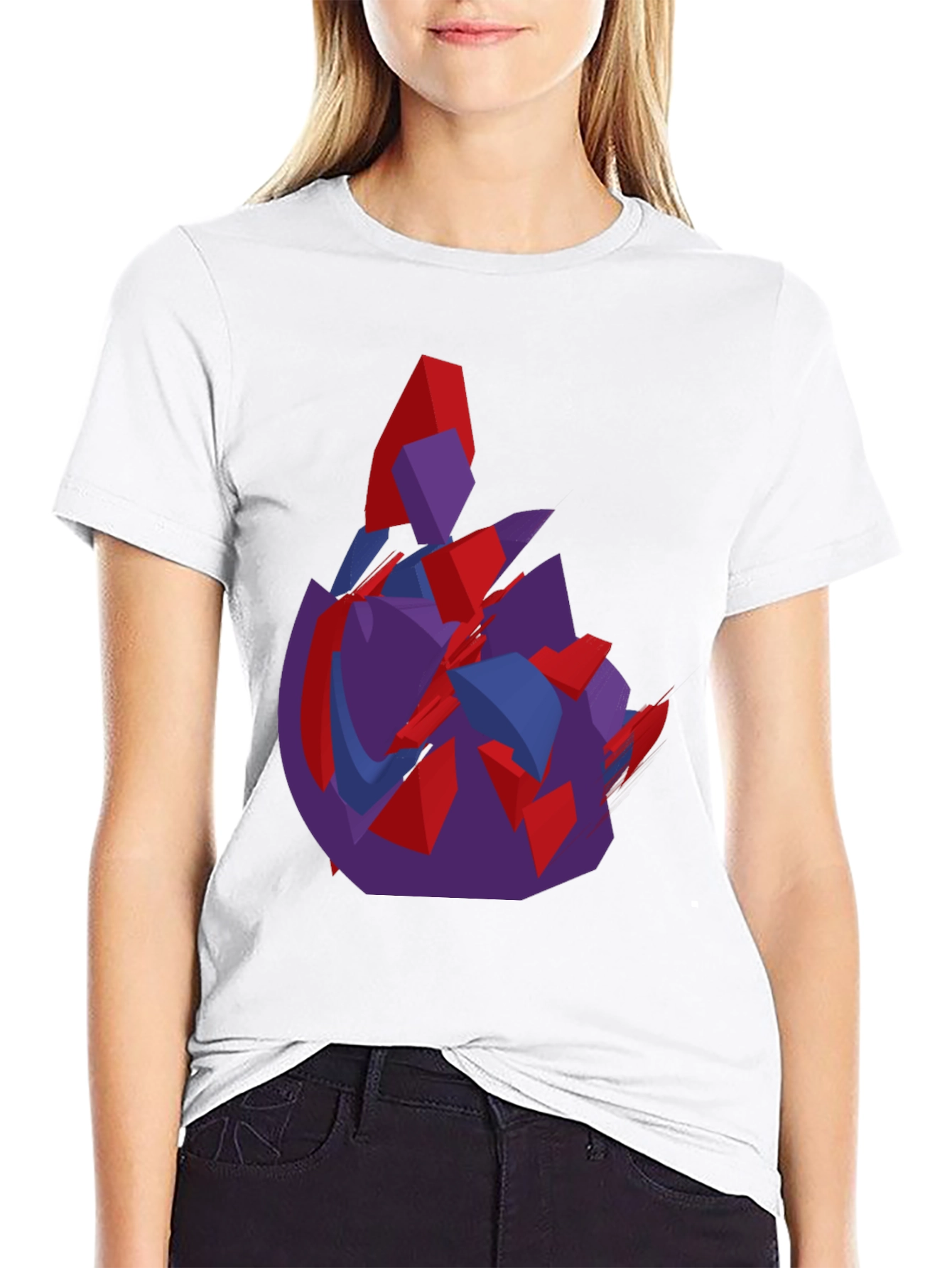 Abstract Graphic Print Black Crew Neck T-Shirt