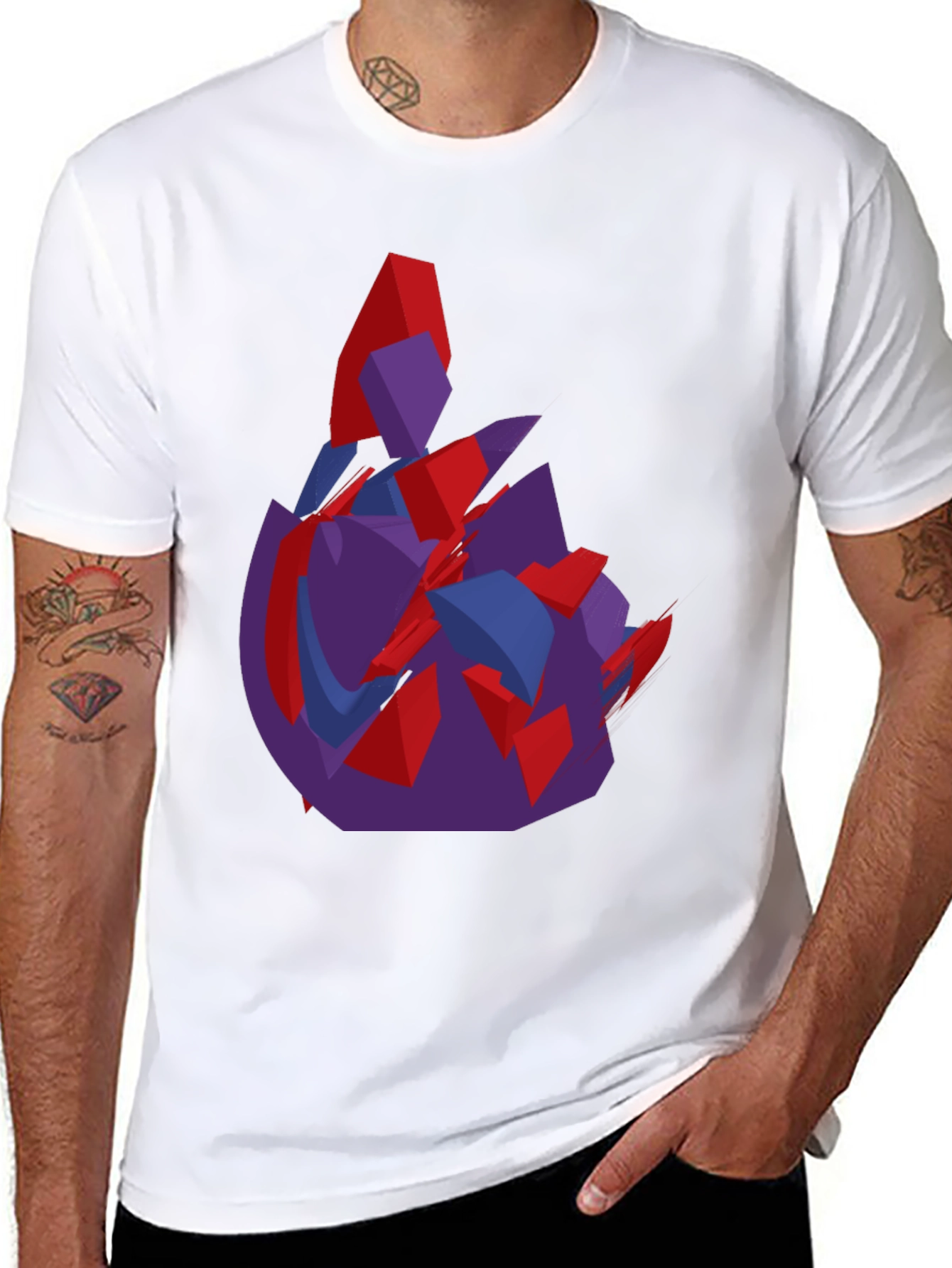 Abstract Graphic Print Black Crew Neck T-Shirt