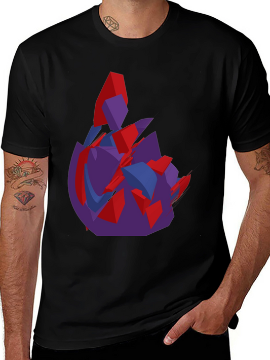 Abstract Graphic Print Black Crew Neck T-Shirt