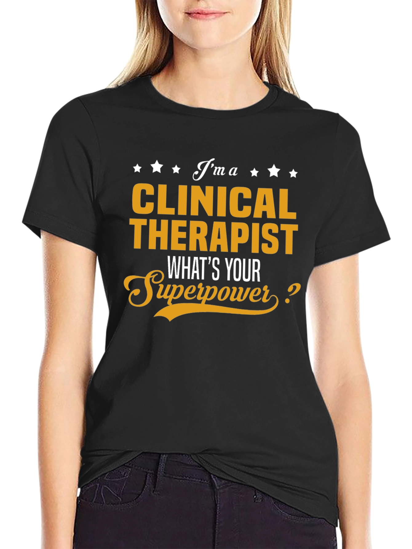 Clinical Therapist Superpower Black Graphic Tee