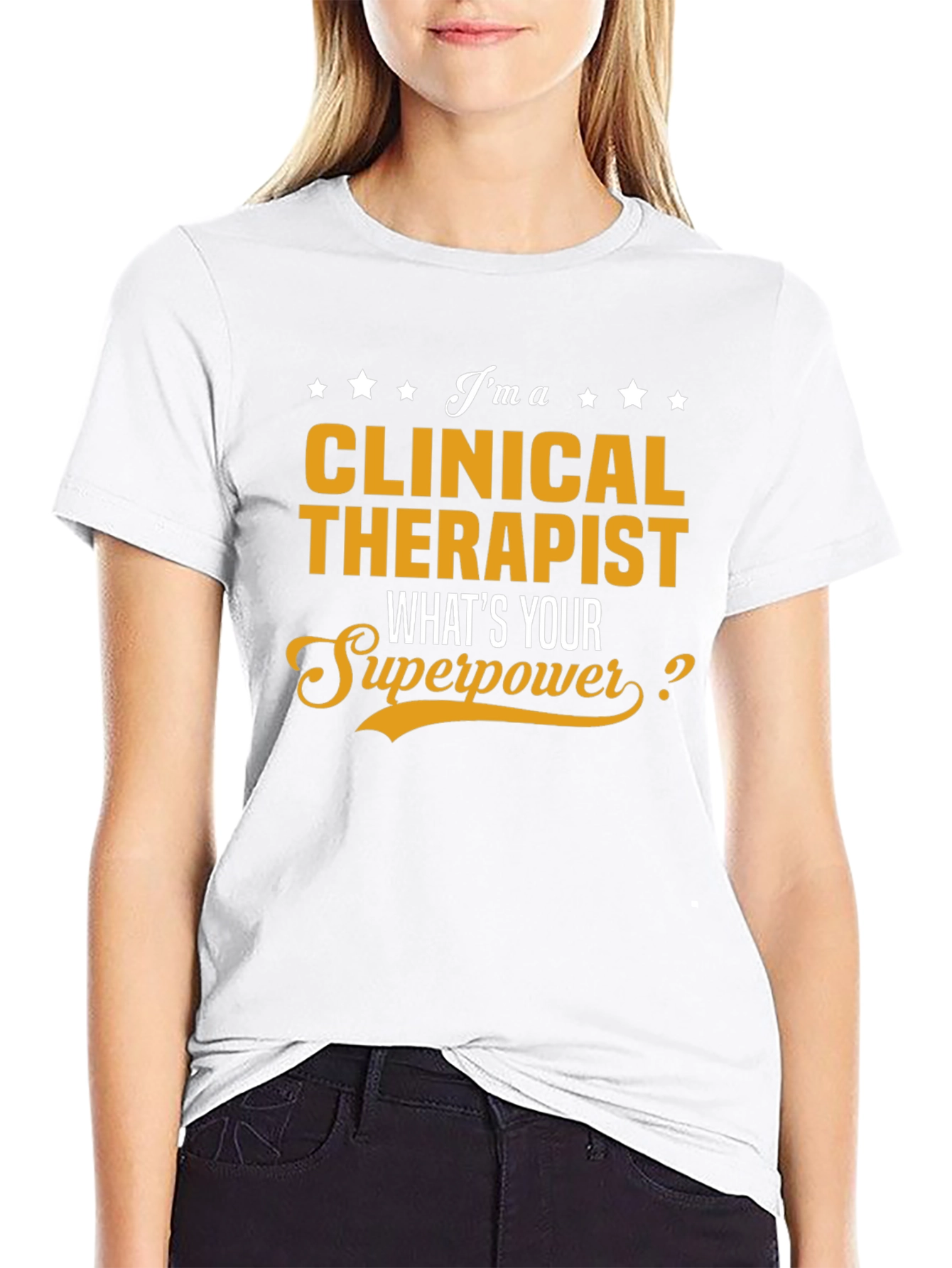 Clinical Therapist Superpower Black Graphic Tee