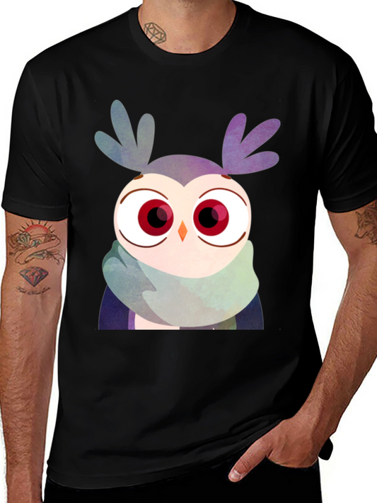 Owl Scarf Graphic Tee - Unisex Black T-Shirt