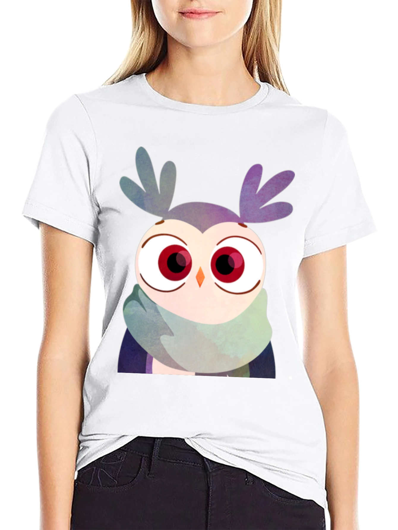 Owl Scarf Graphic Tee - Unisex Black T-Shirt