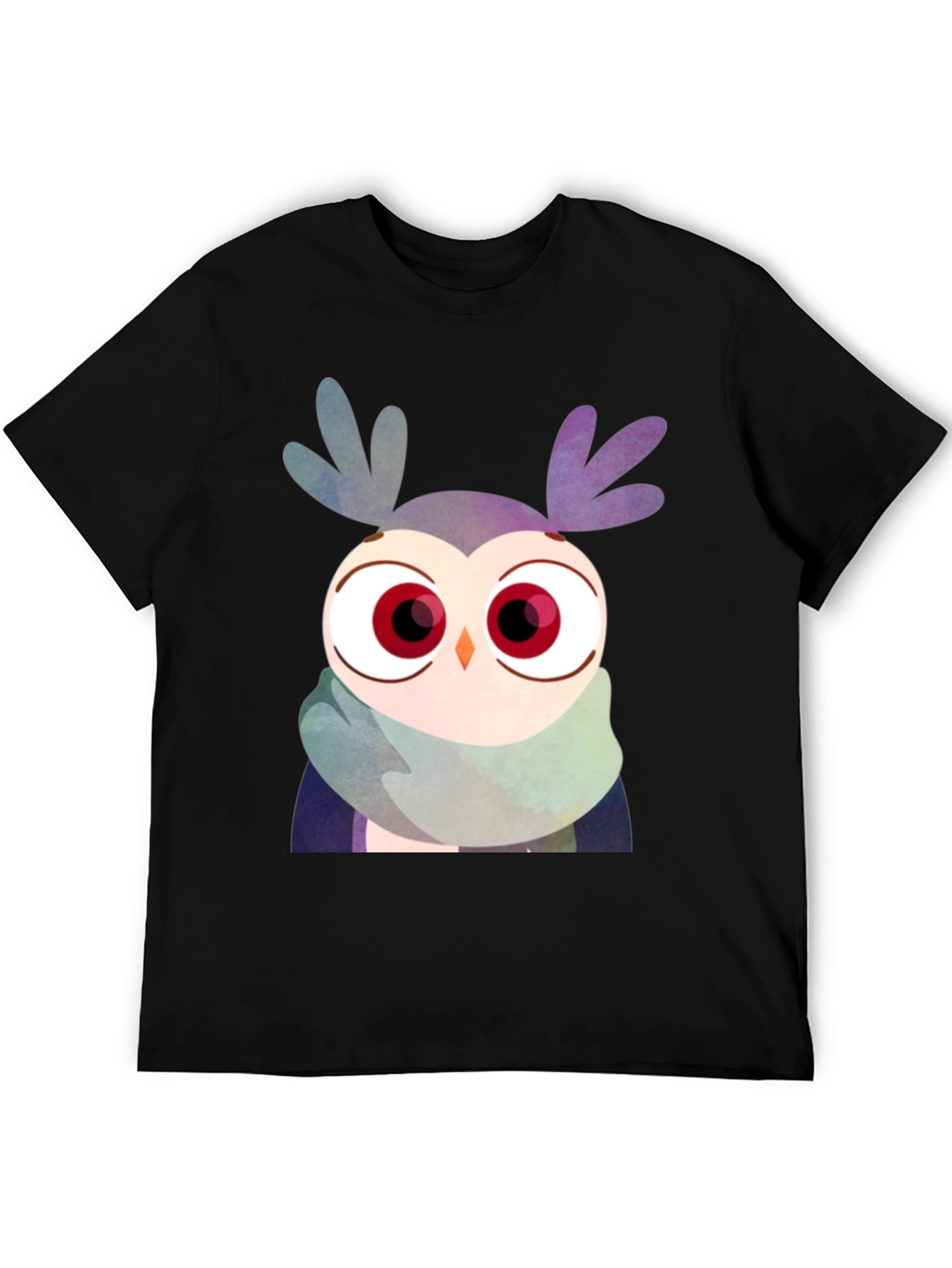 Owl Scarf Graphic Tee - Unisex Black T-Shirt