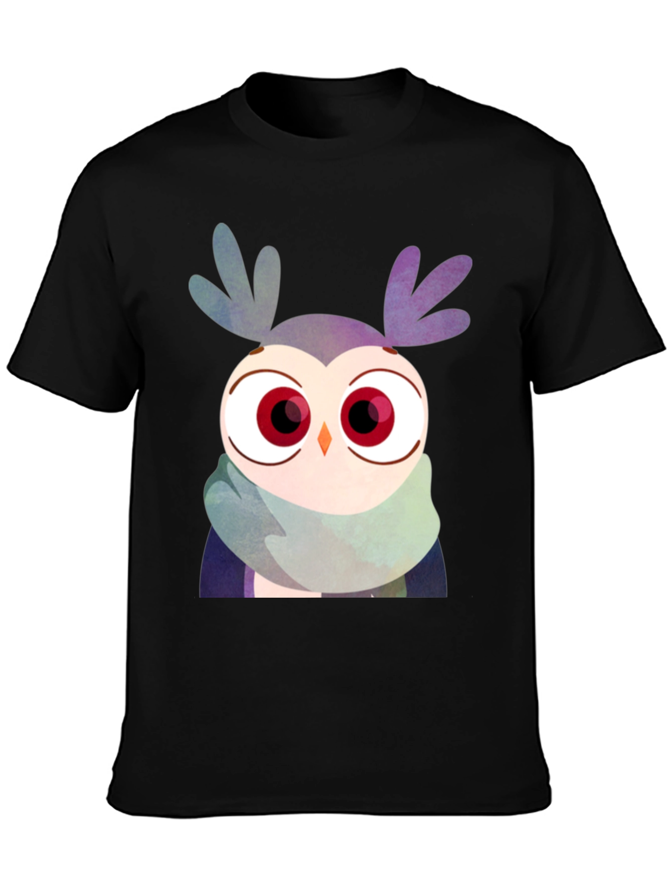 Owl Scarf Graphic Tee - Unisex Black T-Shirt