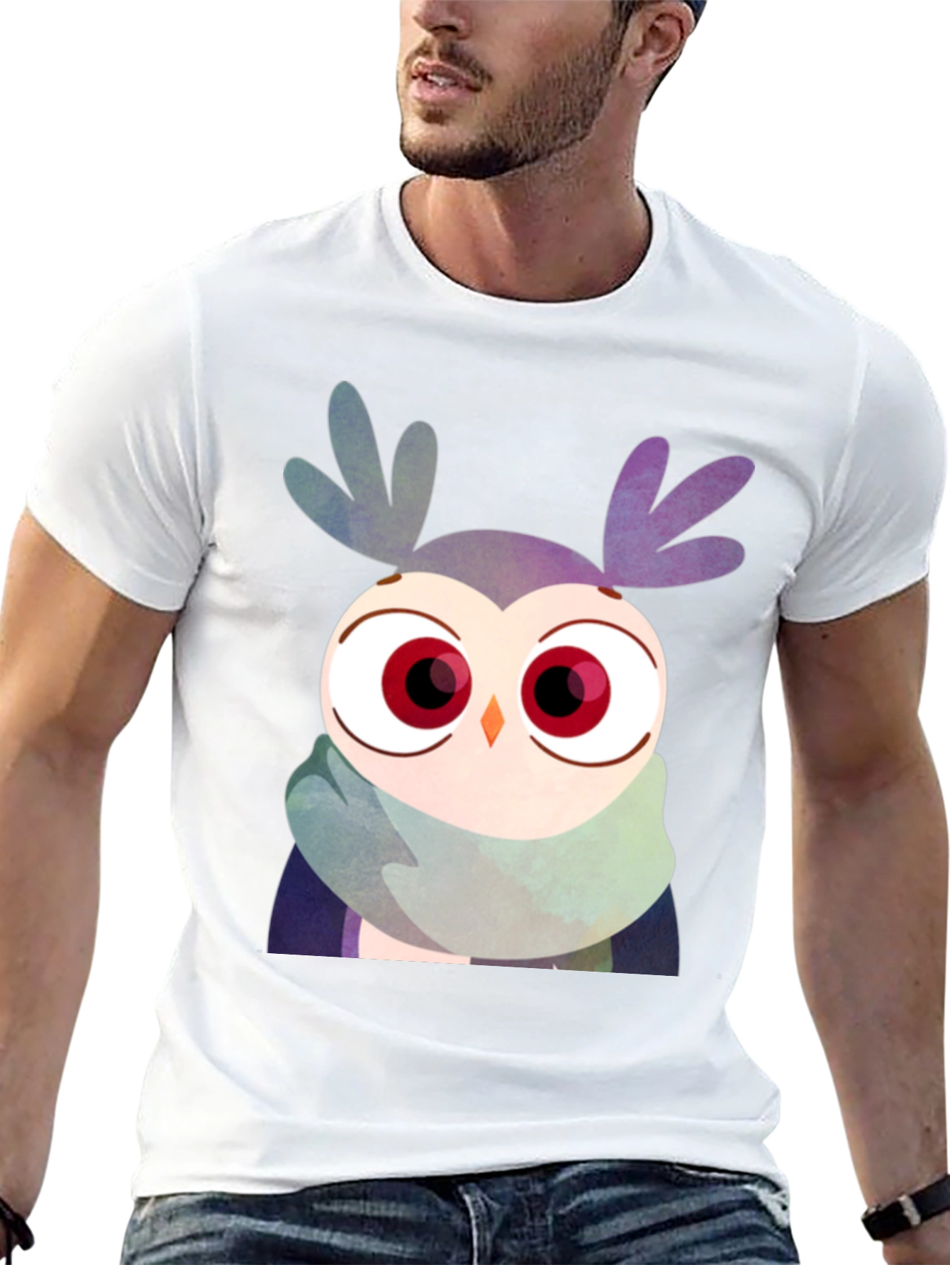 Owl Scarf Graphic Tee - Unisex Black T-Shirt
