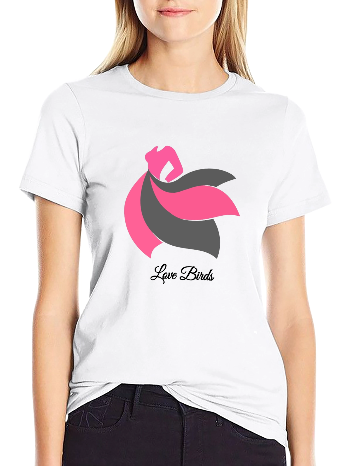 Love Birds Graphic Tee - Stylish Black T-Shirt