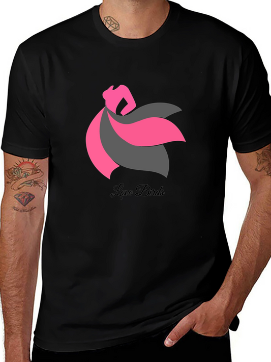 Love Birds Graphic Tee - Stylish Black T-Shirt