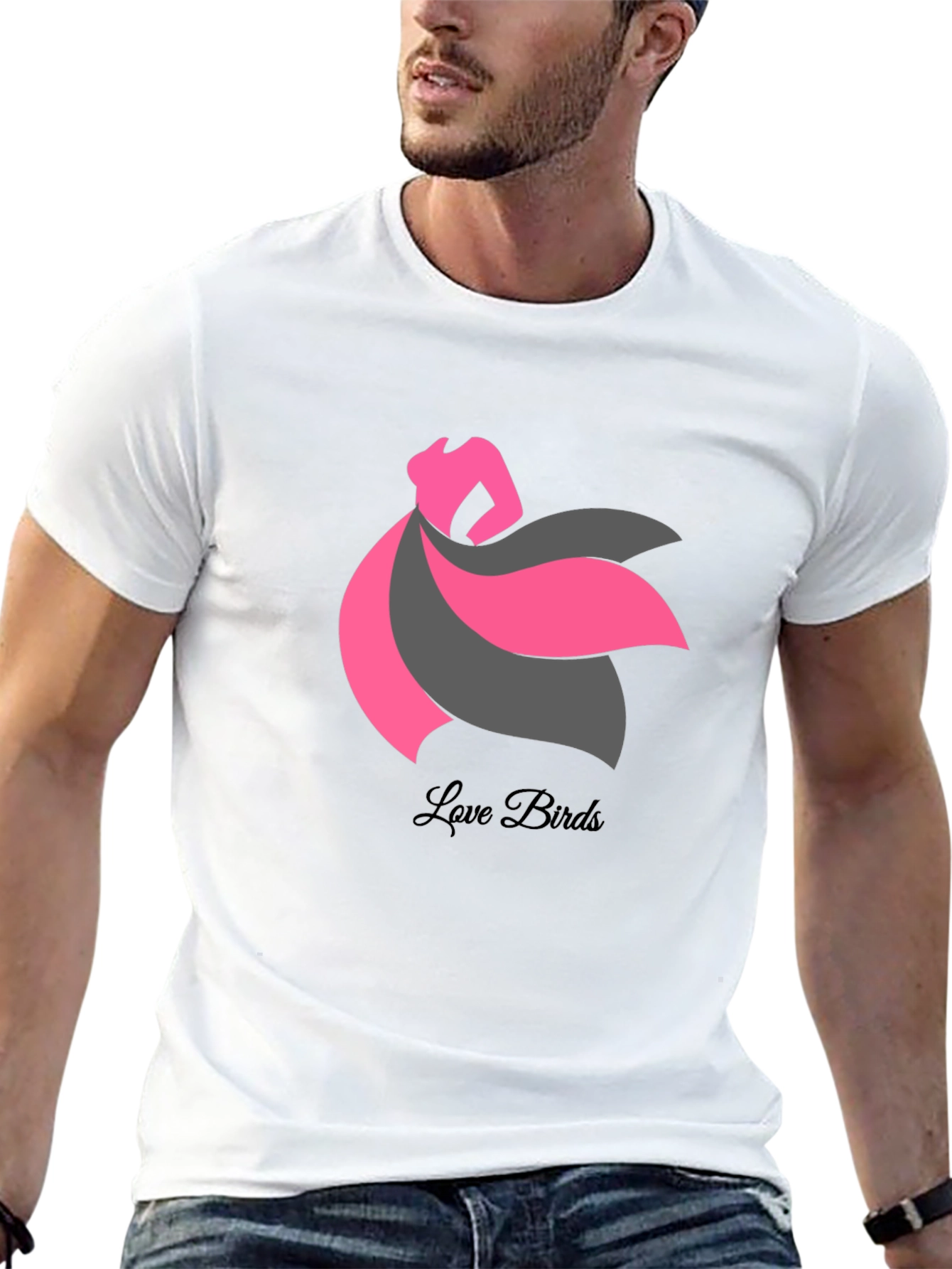 Love Birds Graphic Tee - Stylish Black T-Shirt