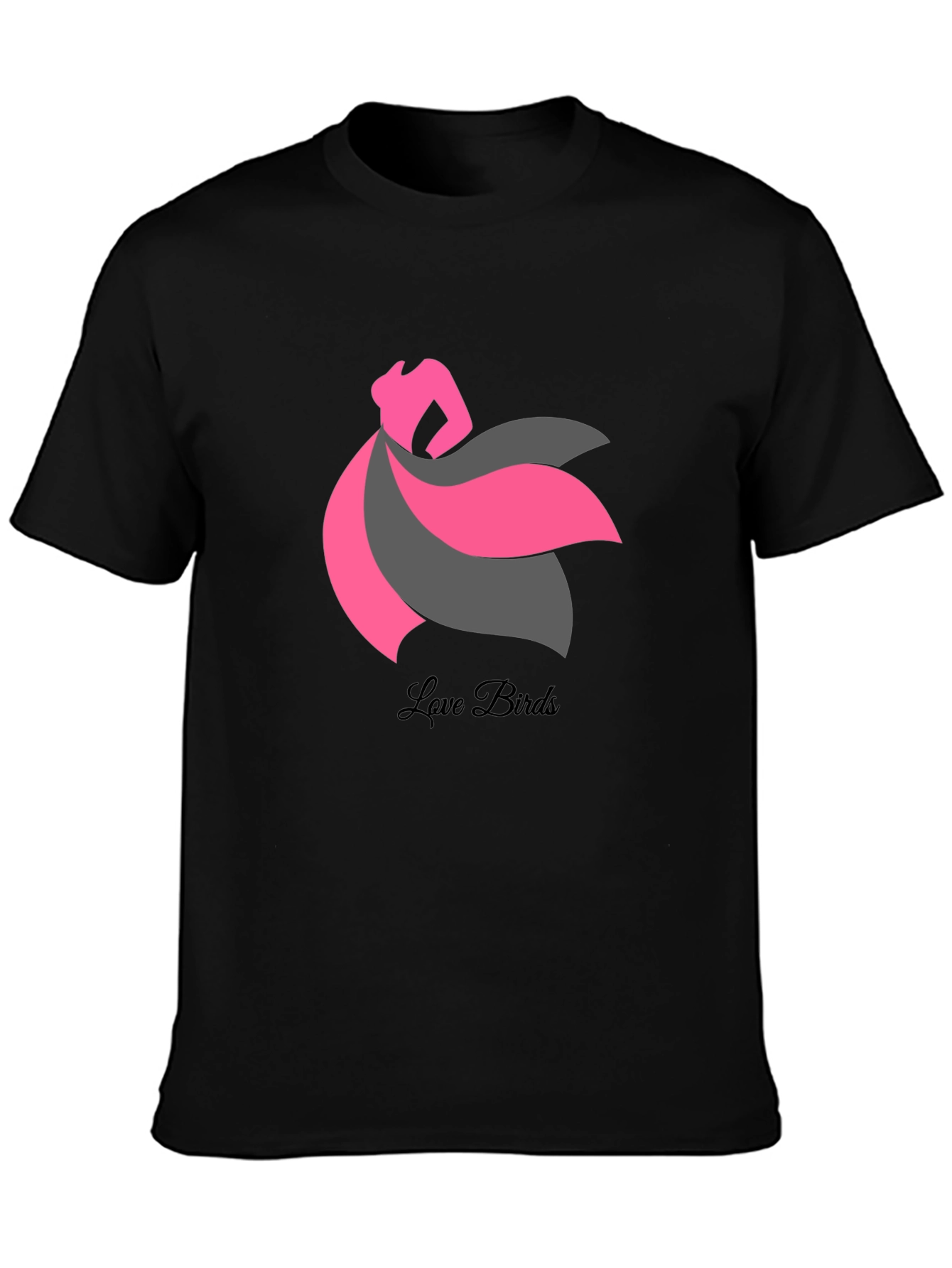 Love Birds Graphic Tee - Stylish Black T-Shirt