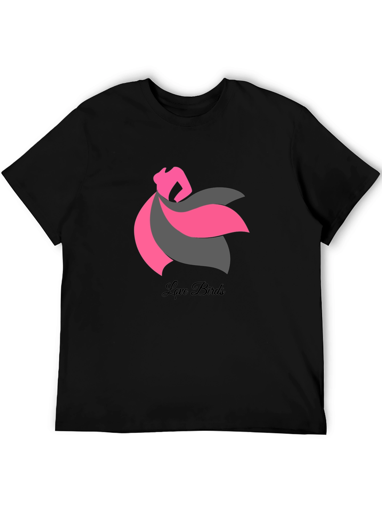Love Birds Graphic Tee - Stylish Black T-Shirt