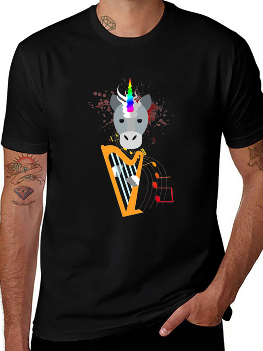 Unicorn Harp Music Tee - Black T-Shirt