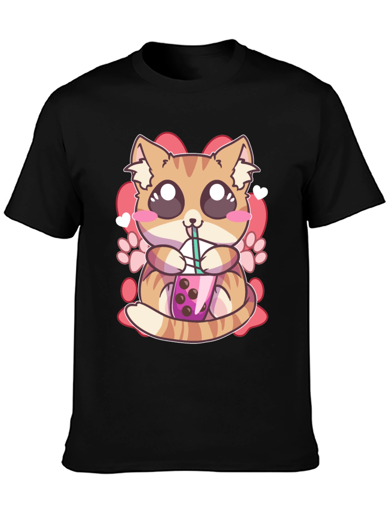 Cute Cat Boba Tea Graphic T-Shirt - Unisex