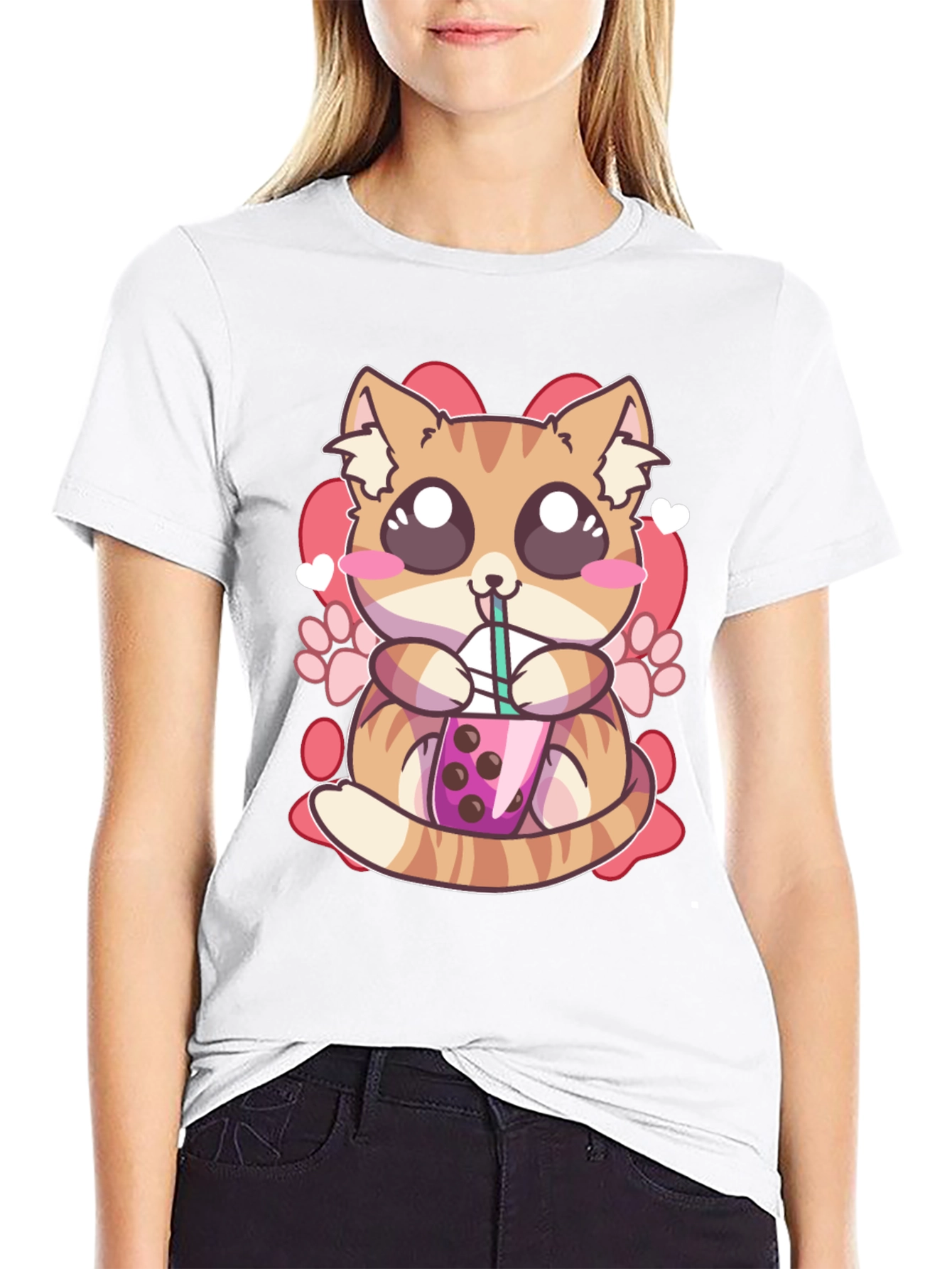 Cute Cat Boba Tea Graphic T-Shirt - Unisex