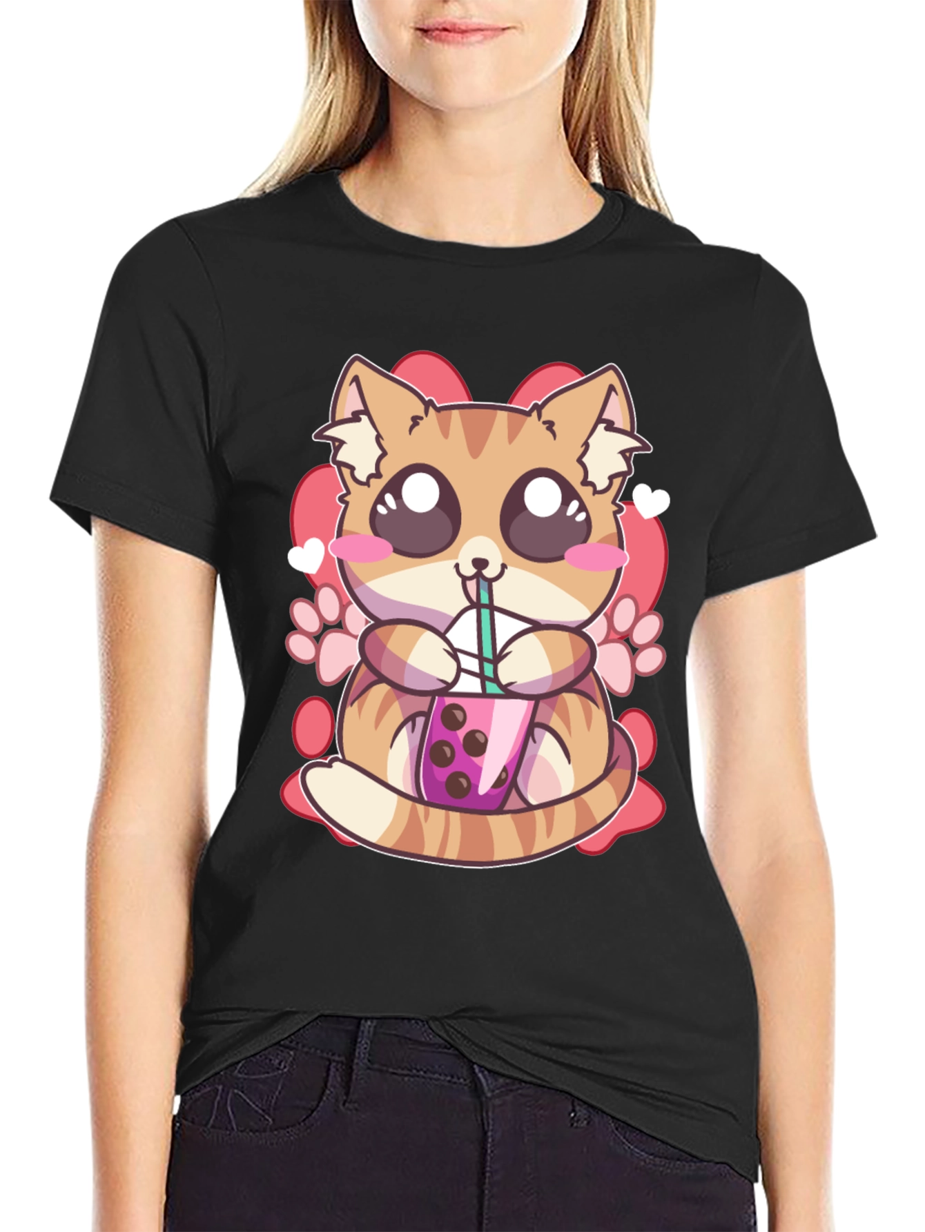Cute Cat Boba Tea Graphic T-Shirt - Unisex