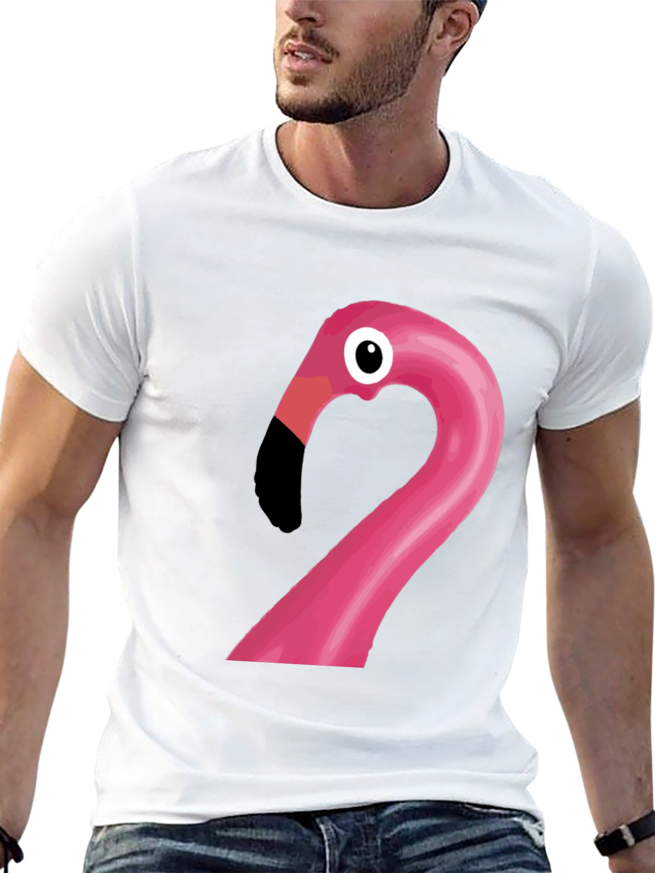 Funny Flamingo Graphic Tee - Black Cotton T-Shirt