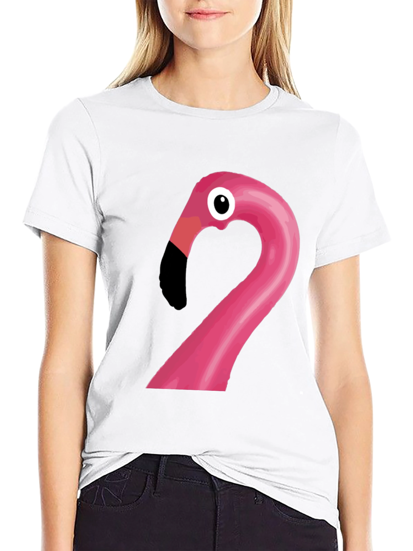 Funny Flamingo Graphic Tee - Black Cotton T-Shirt