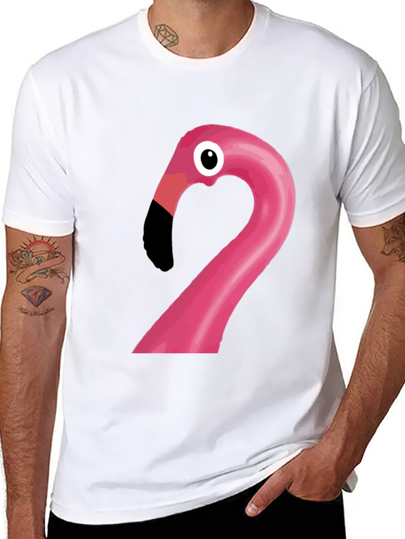 Funny Flamingo Graphic Tee - Black Cotton T-Shirt