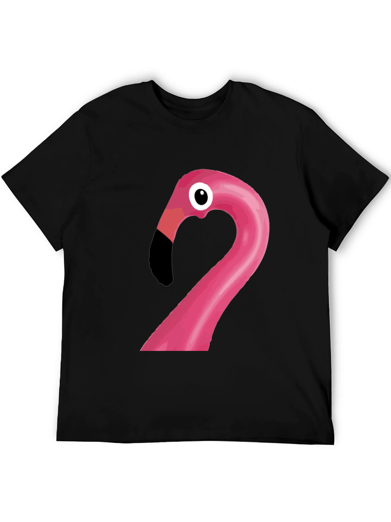 Funny Flamingo Graphic Tee - Black Cotton T-Shirt