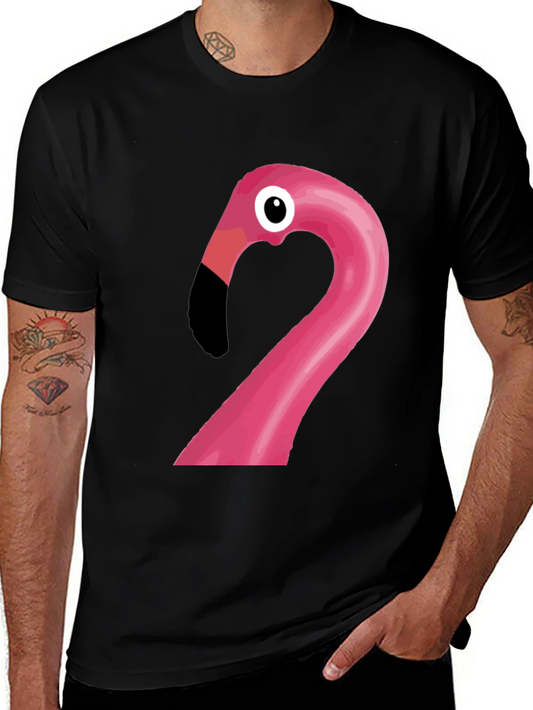 Funny Flamingo Graphic Tee - Black Cotton T-Shirt