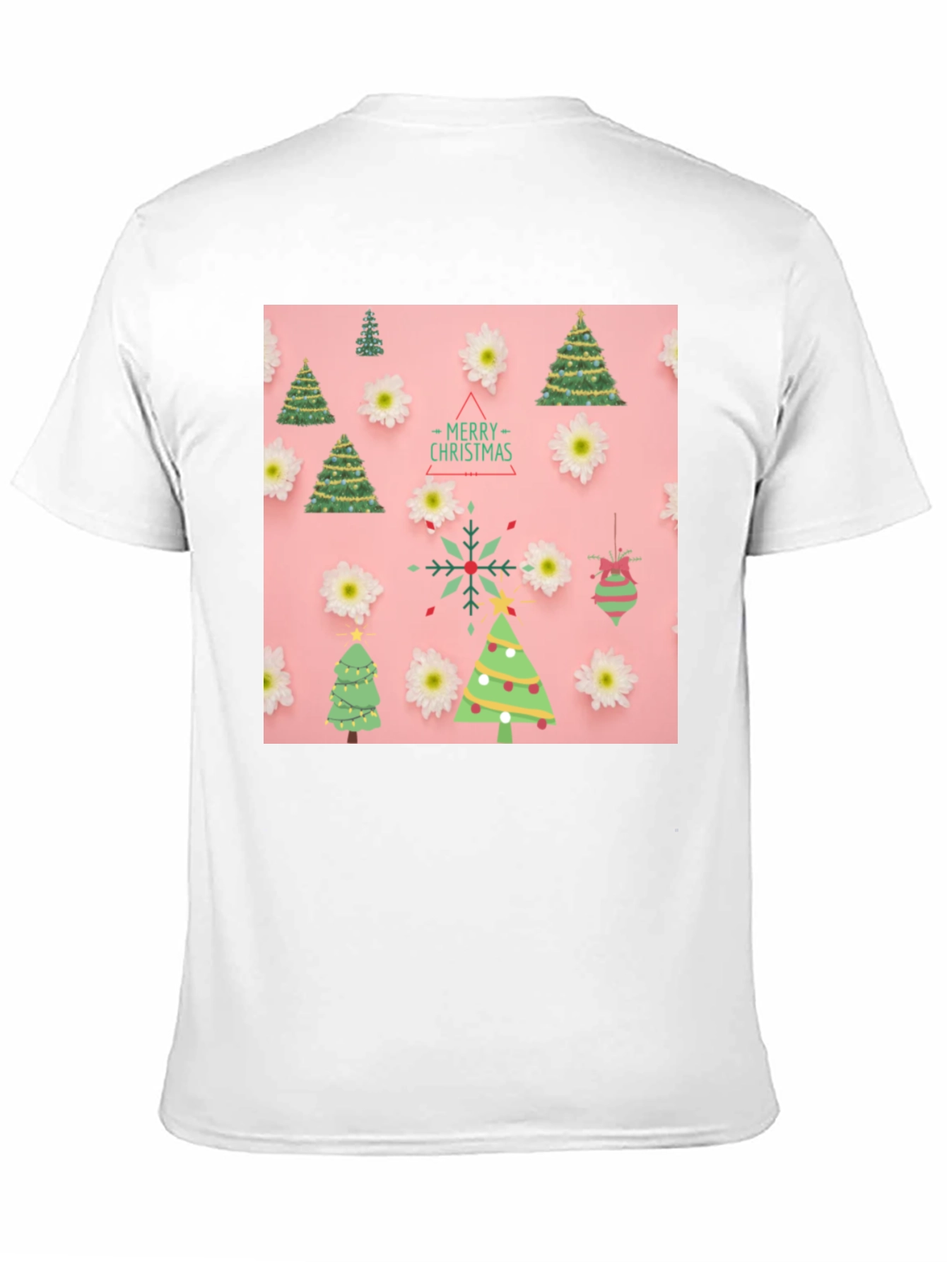Christmas Tree Pattern Black T-Shirt